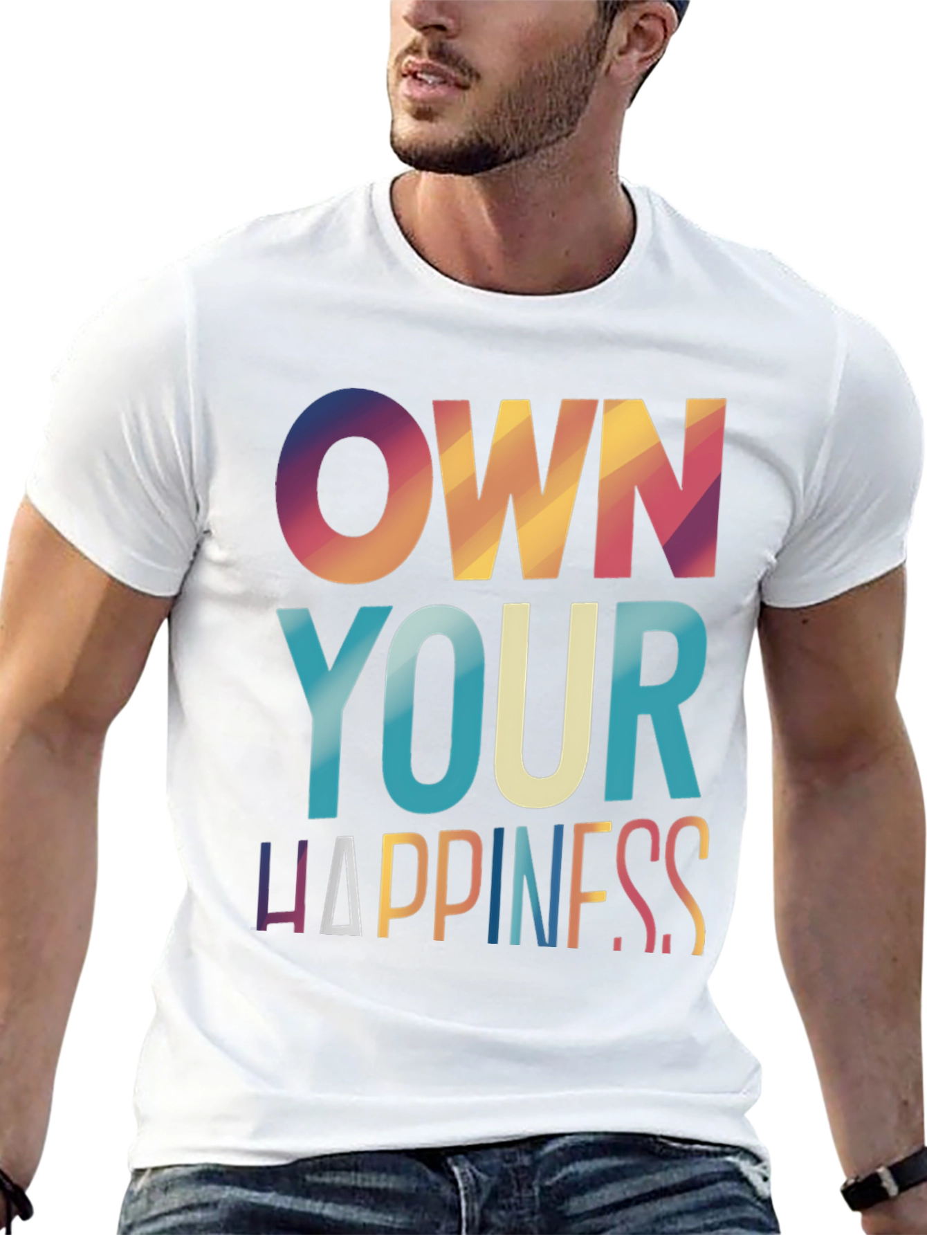 Own Your Happiness Graphic Tee - Black Casual T-Shirt