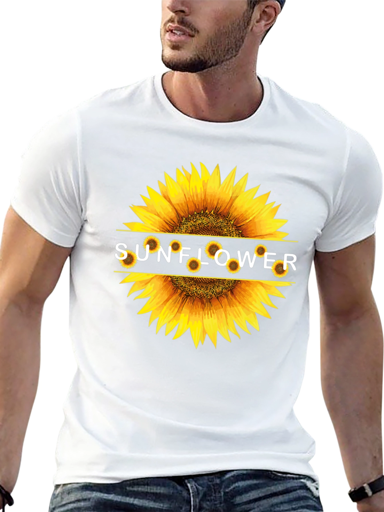 Sunflower Graphic Print Black T-Shirt