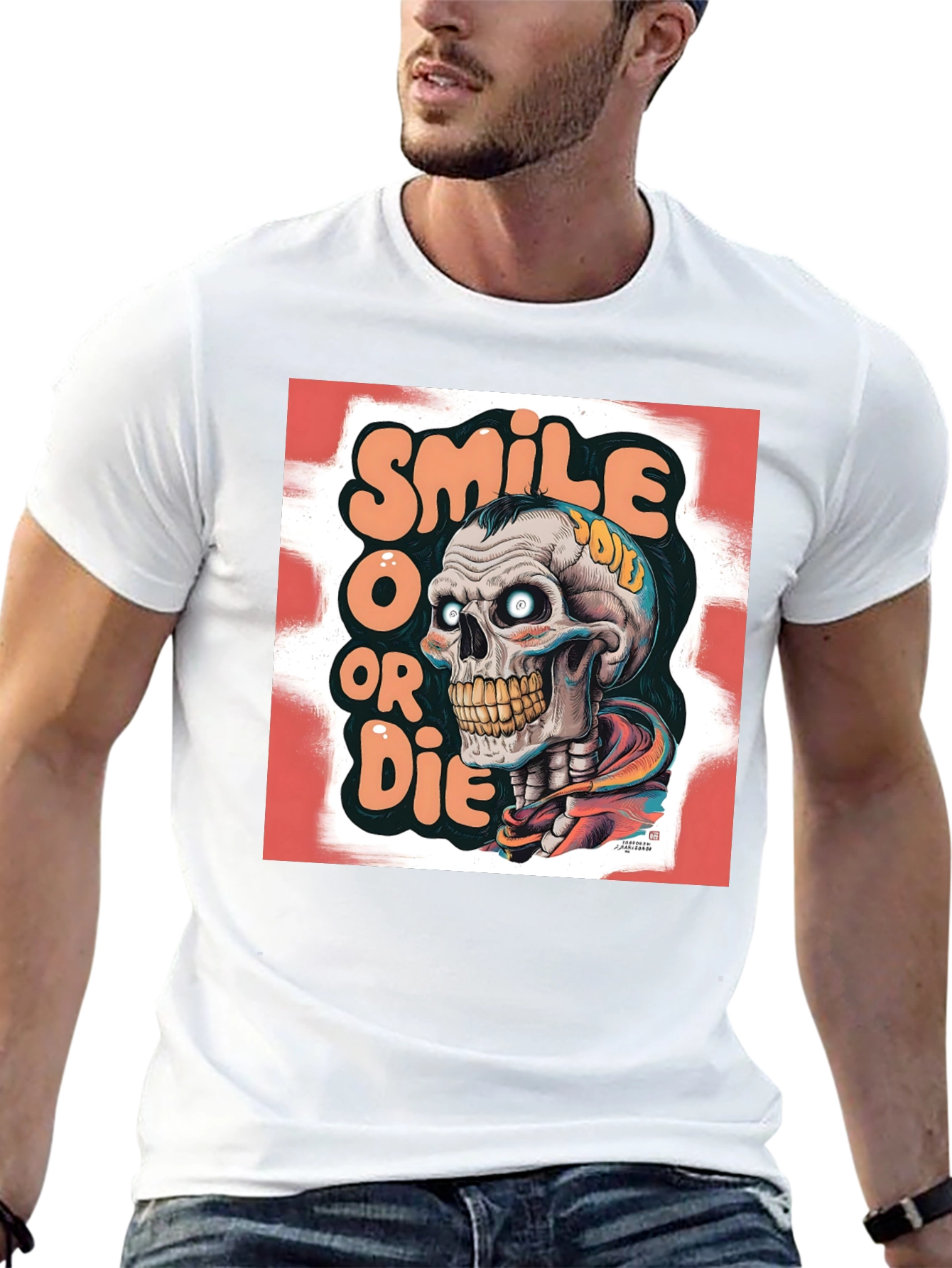 Smile or Die Graphic Tee - Skull Design
