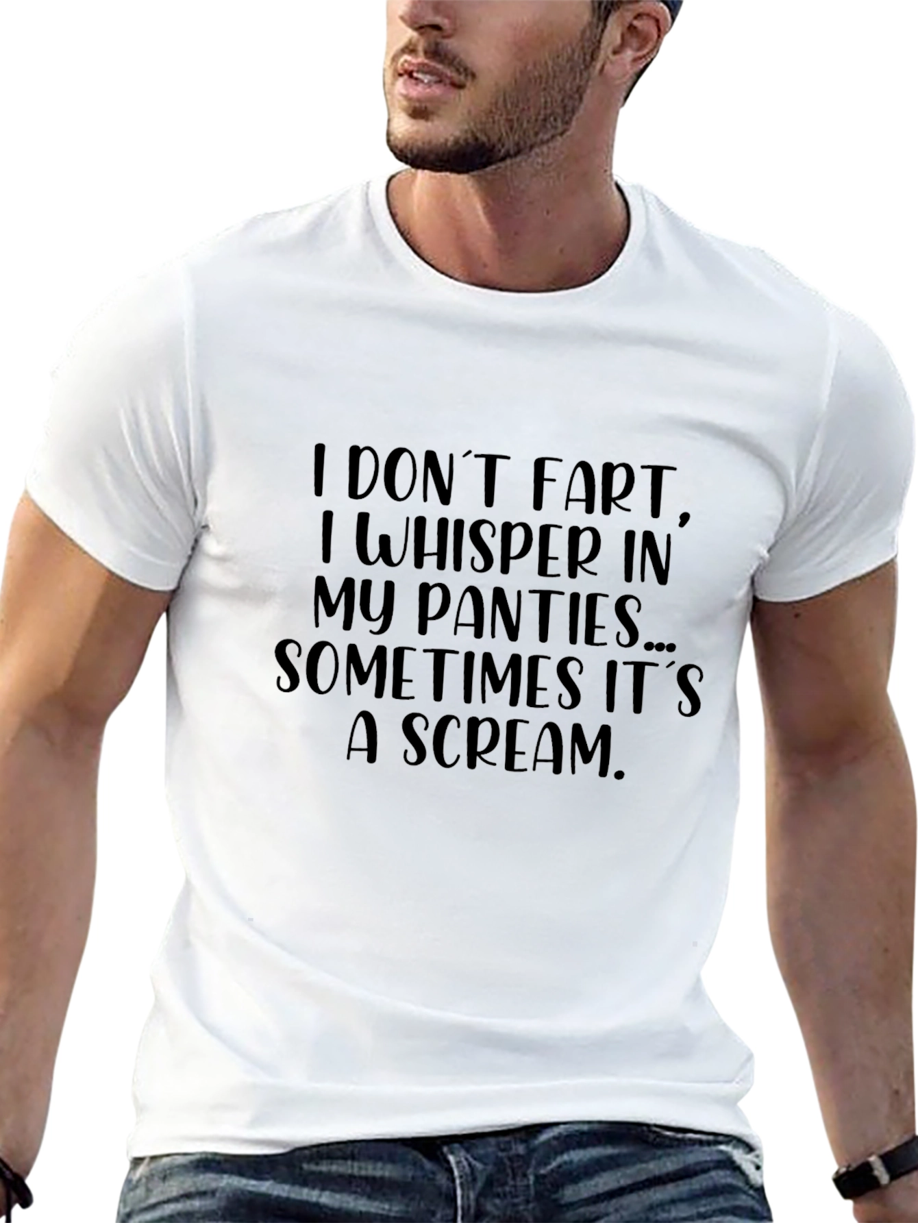 Funny Fart Whisper Scream Tee - Black