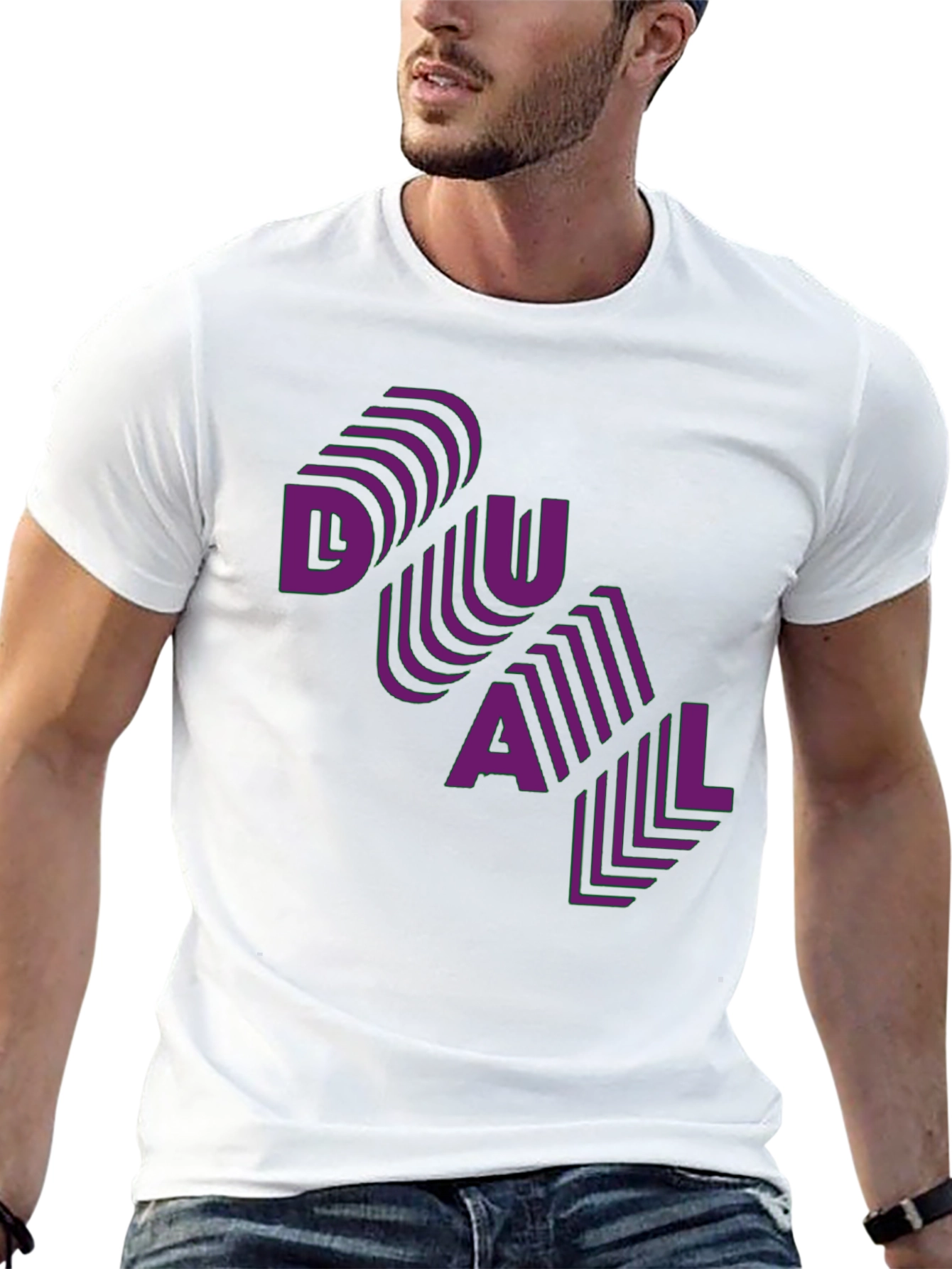 Dual T-Shirt - Purple Text Design