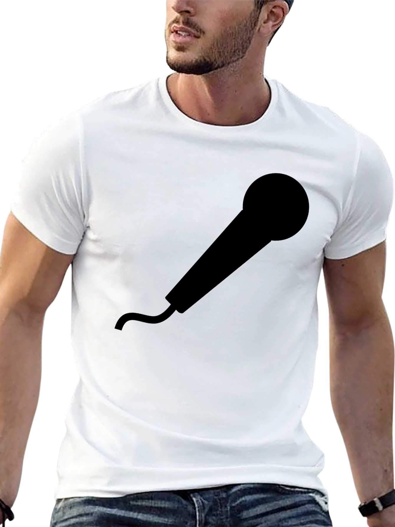 Black Microphone Graphic T-Shirt