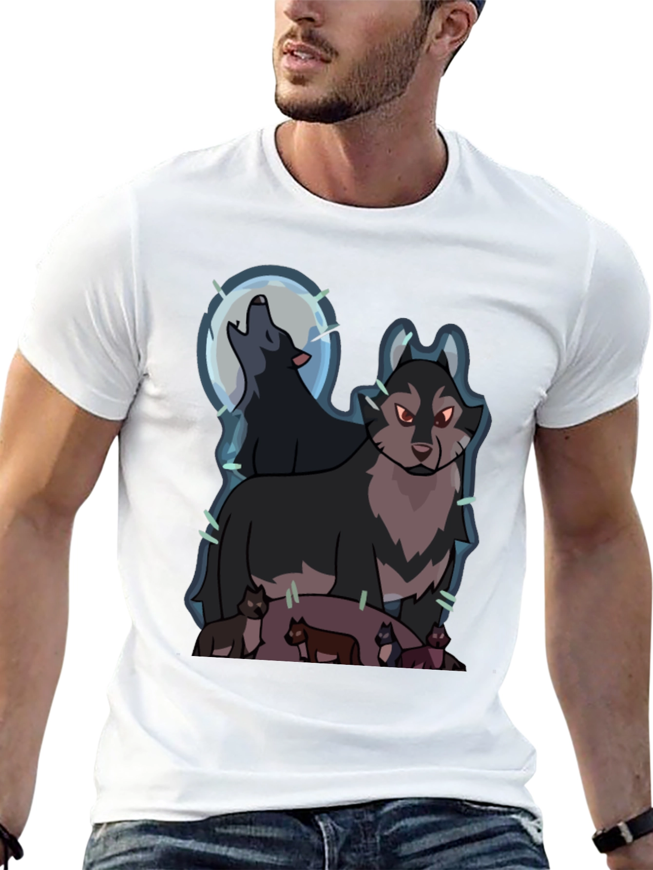 Wolf Pack Graphic Tee - Mens Black T-Shirt