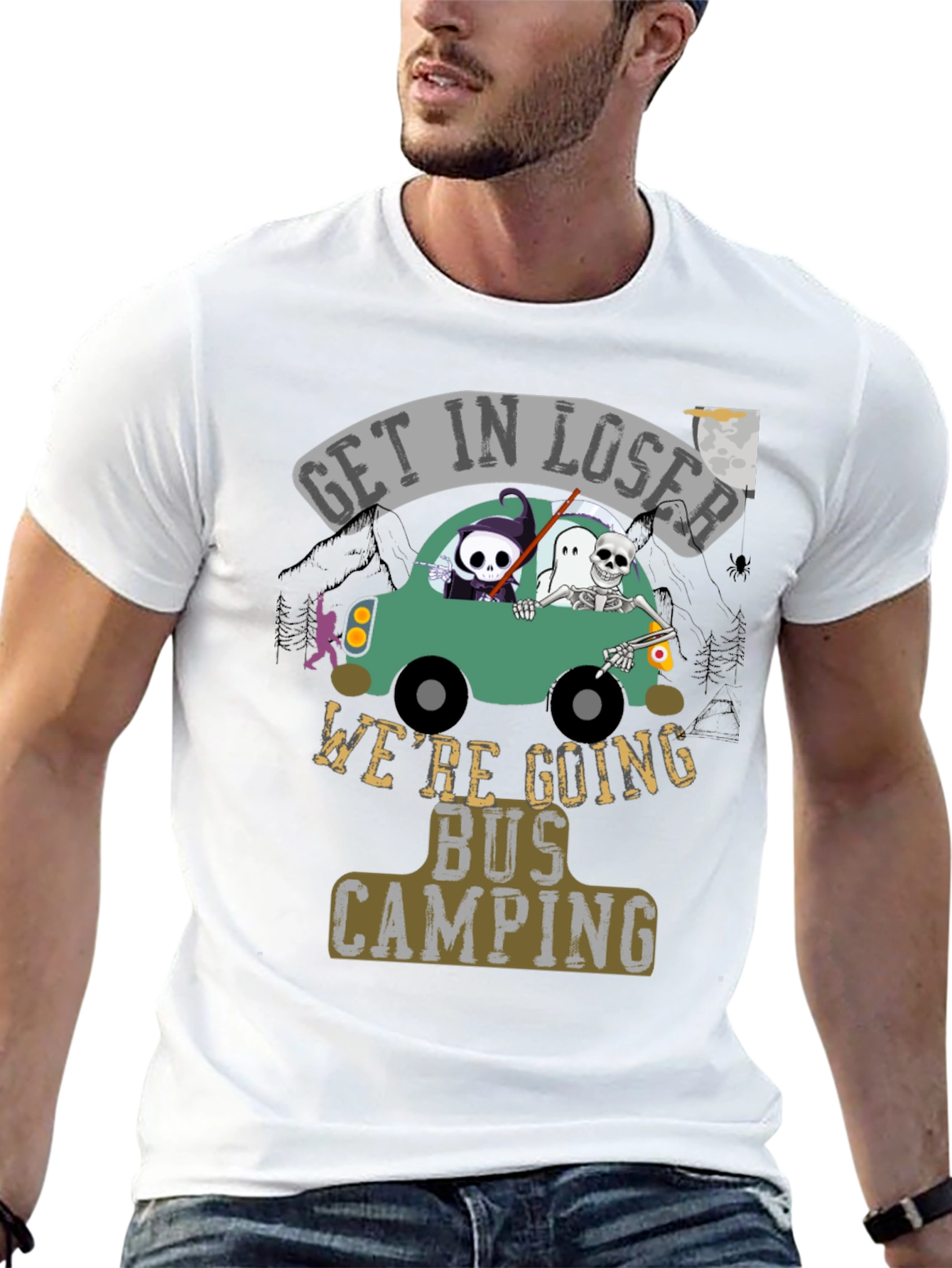 Get In Loser Were Going Bus Camping Graphic T-Shirt