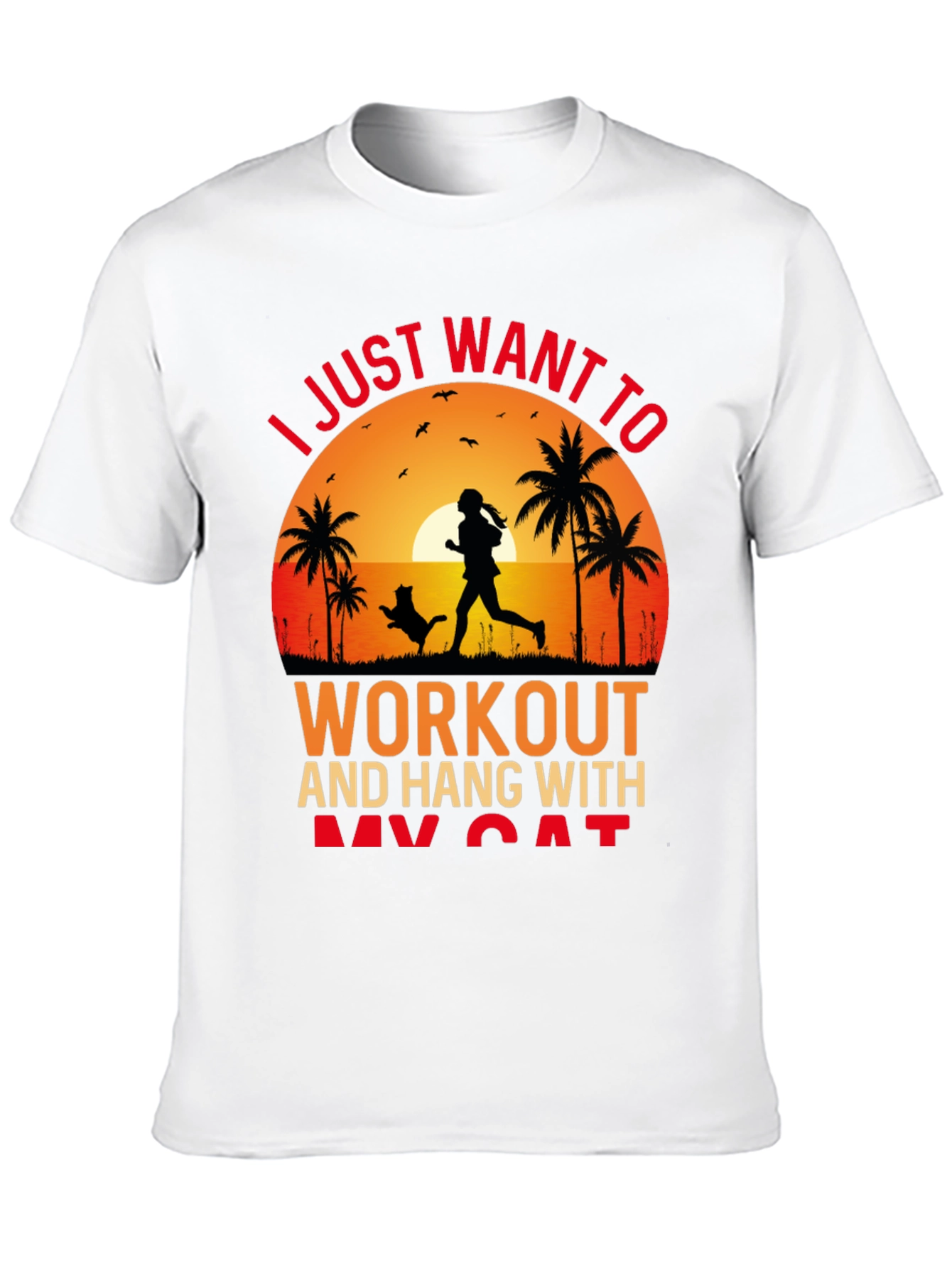 Workout and Cat T-Shirt
