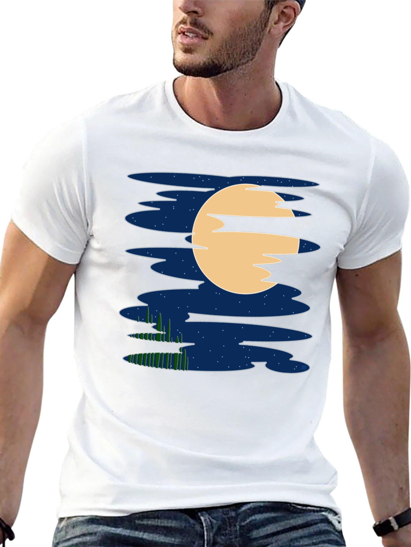 Night Sky Moon T-Shirt - Unique Graphic Tee