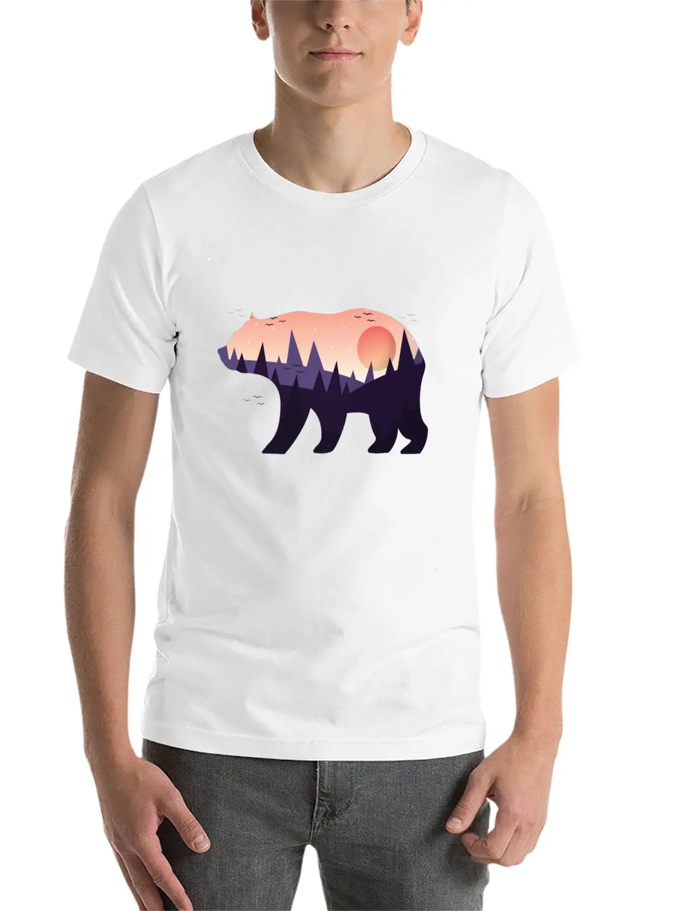Landscape Grizzlybear Hiking Gift Unisex Casual T-Shirt – Clean Design For Daily Comfort