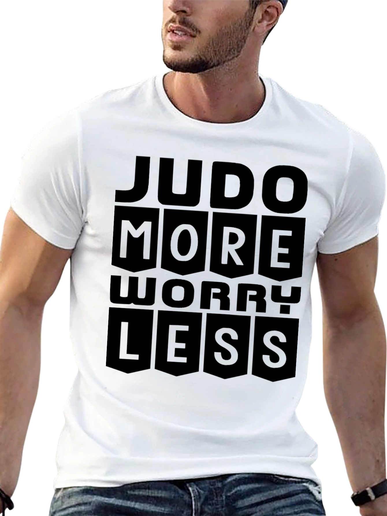 Judo More Worry Less Black Graphic T-Shirt