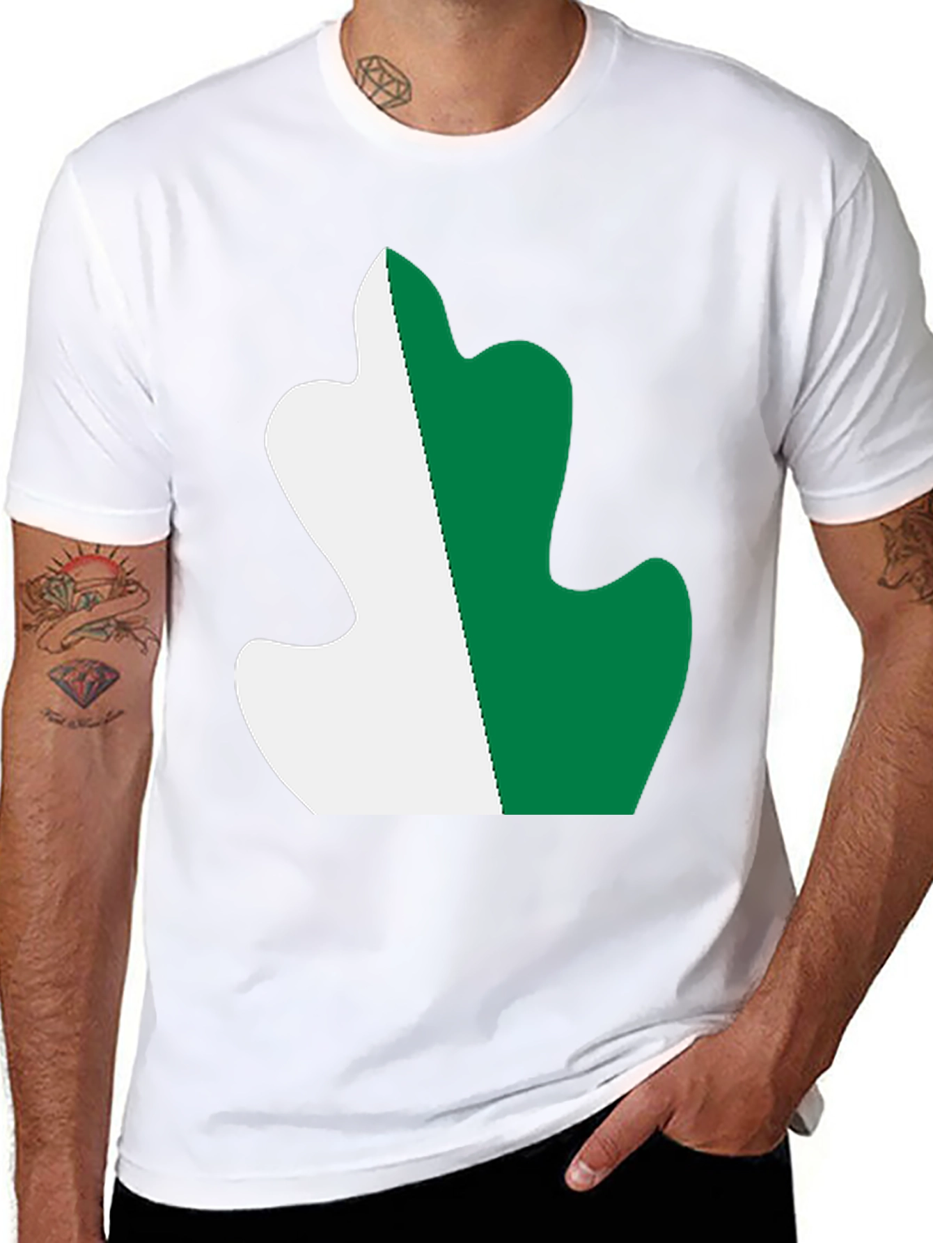 Unique Leaf Design Black T-Shirt