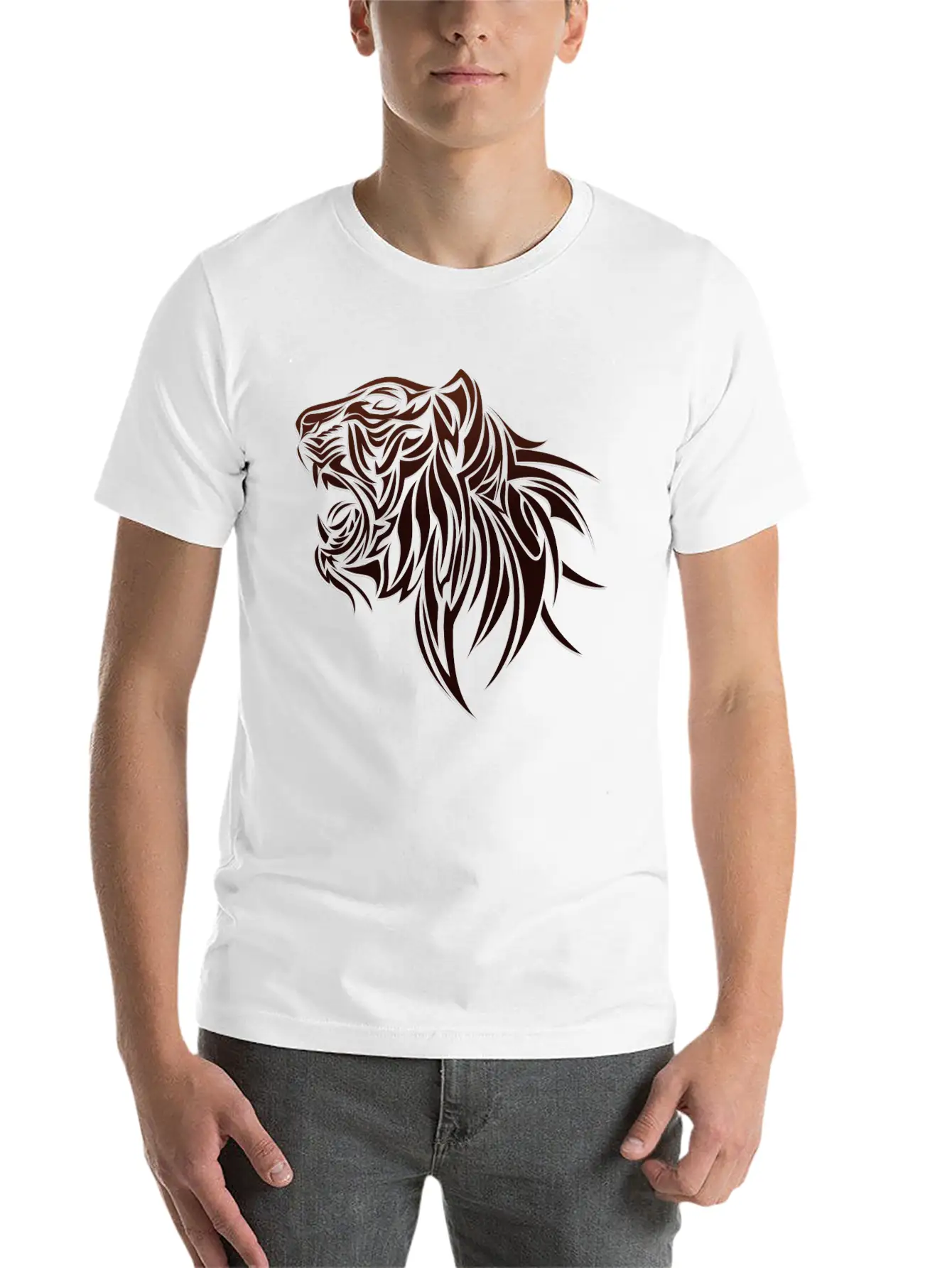 Lion Head Unisex Casual T-Shirt – Clean Design For Daily Comfort