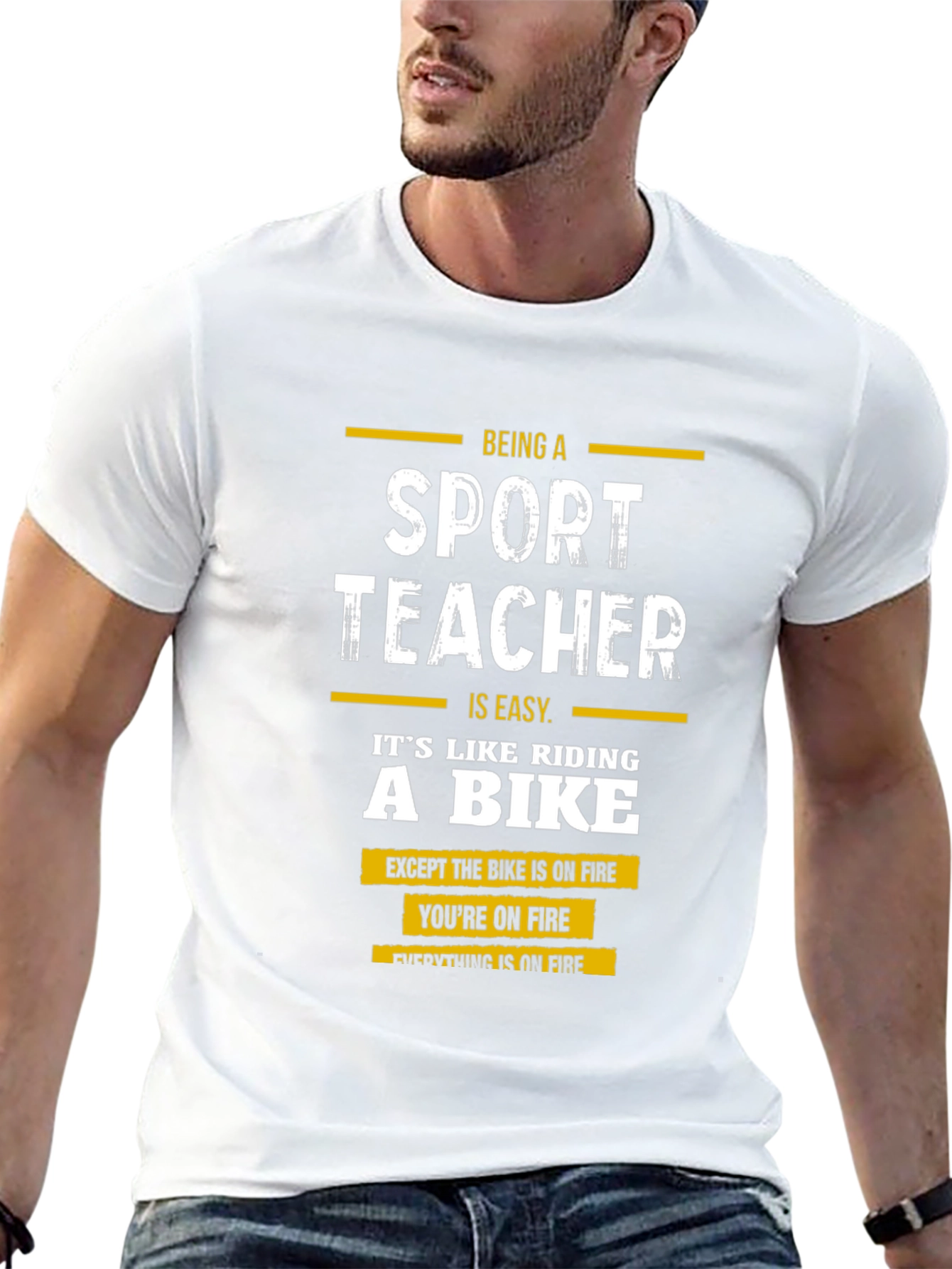 Funny Sport Teacher T-Shirt - On Fire Design