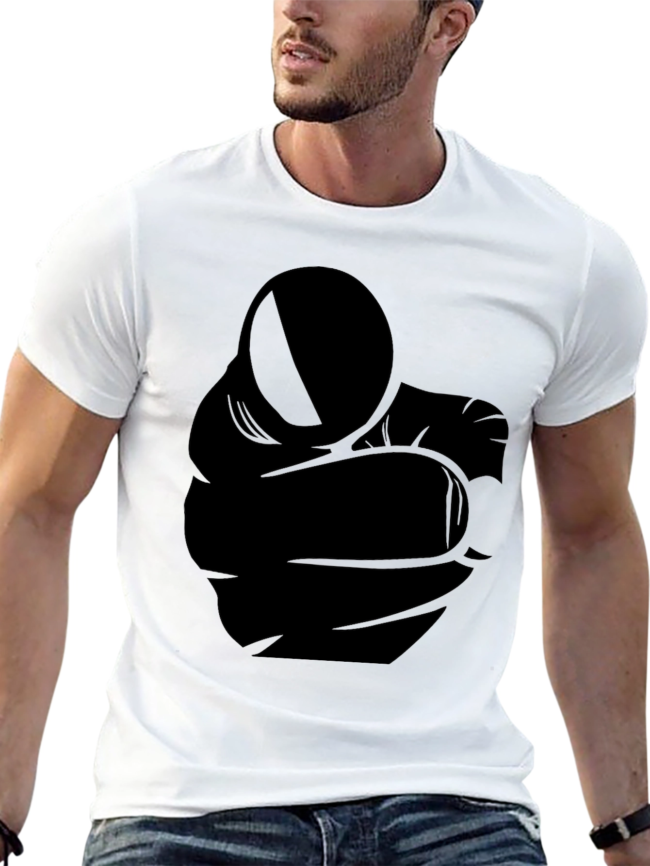 Bold Graphic Tee: Pointing Finger Design - Black