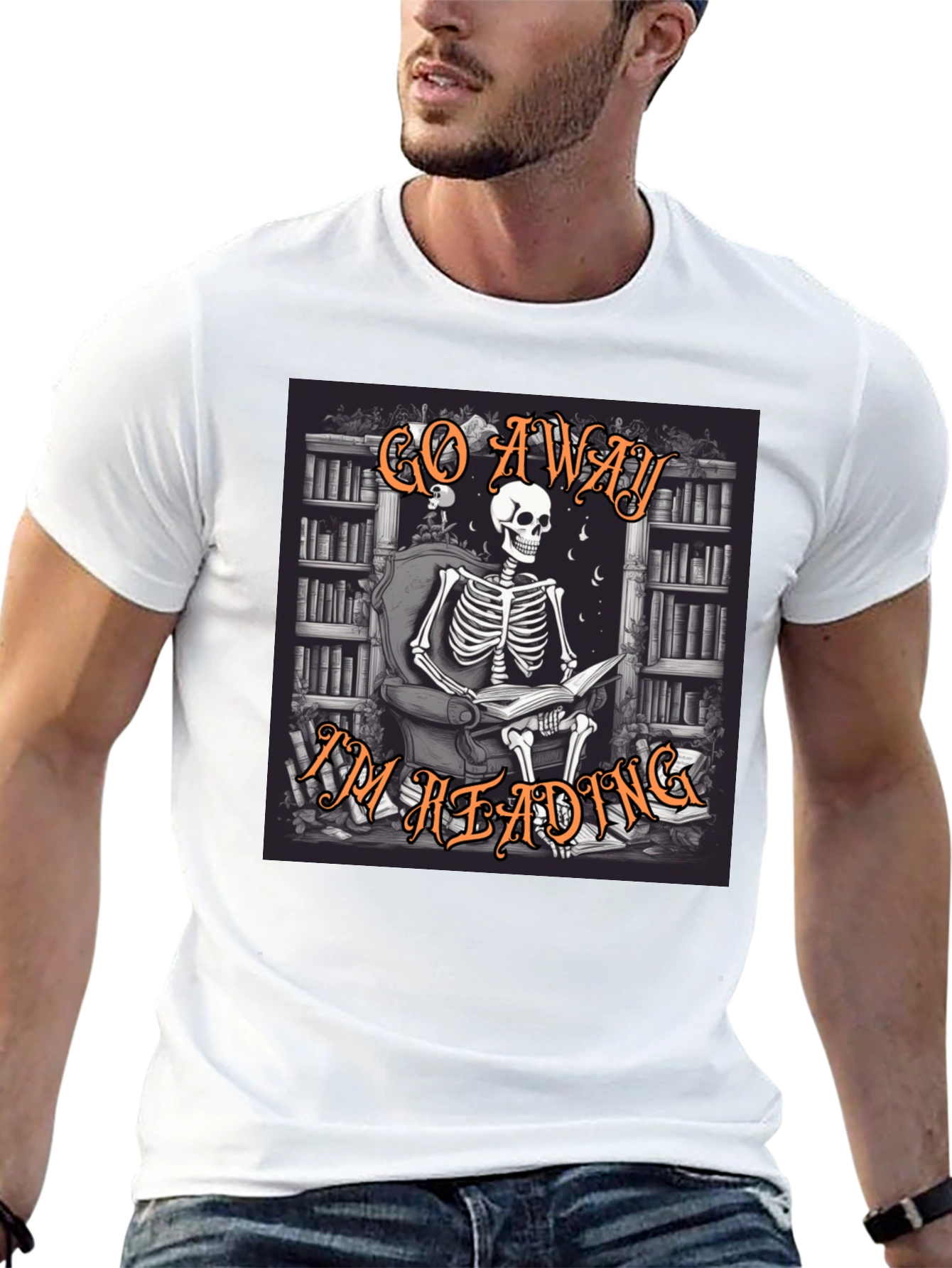Go Away Im Reading T-Shirt Skeleton Book Lover Tee