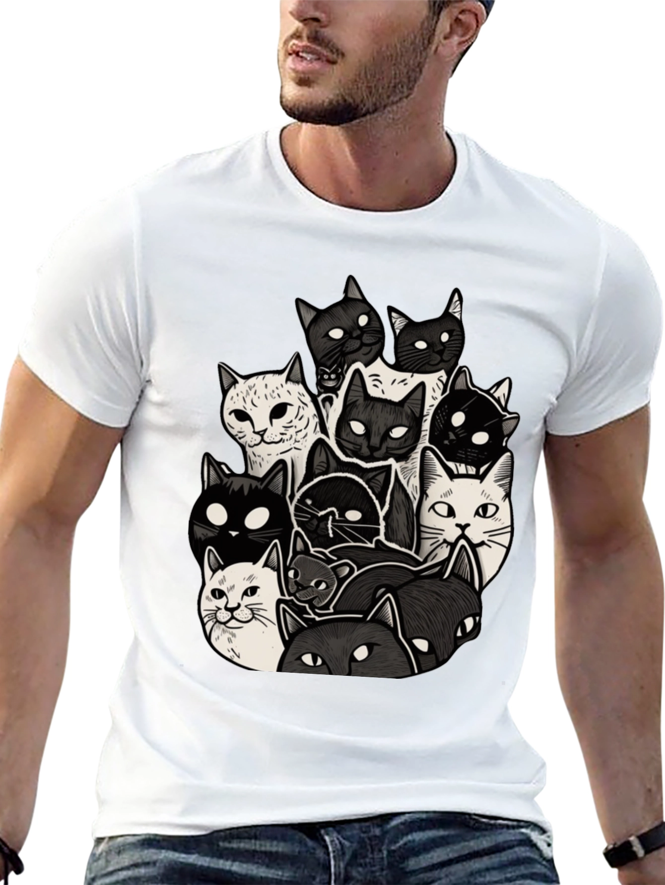 Cool Cats T-Shirt - Black Cotton Blend