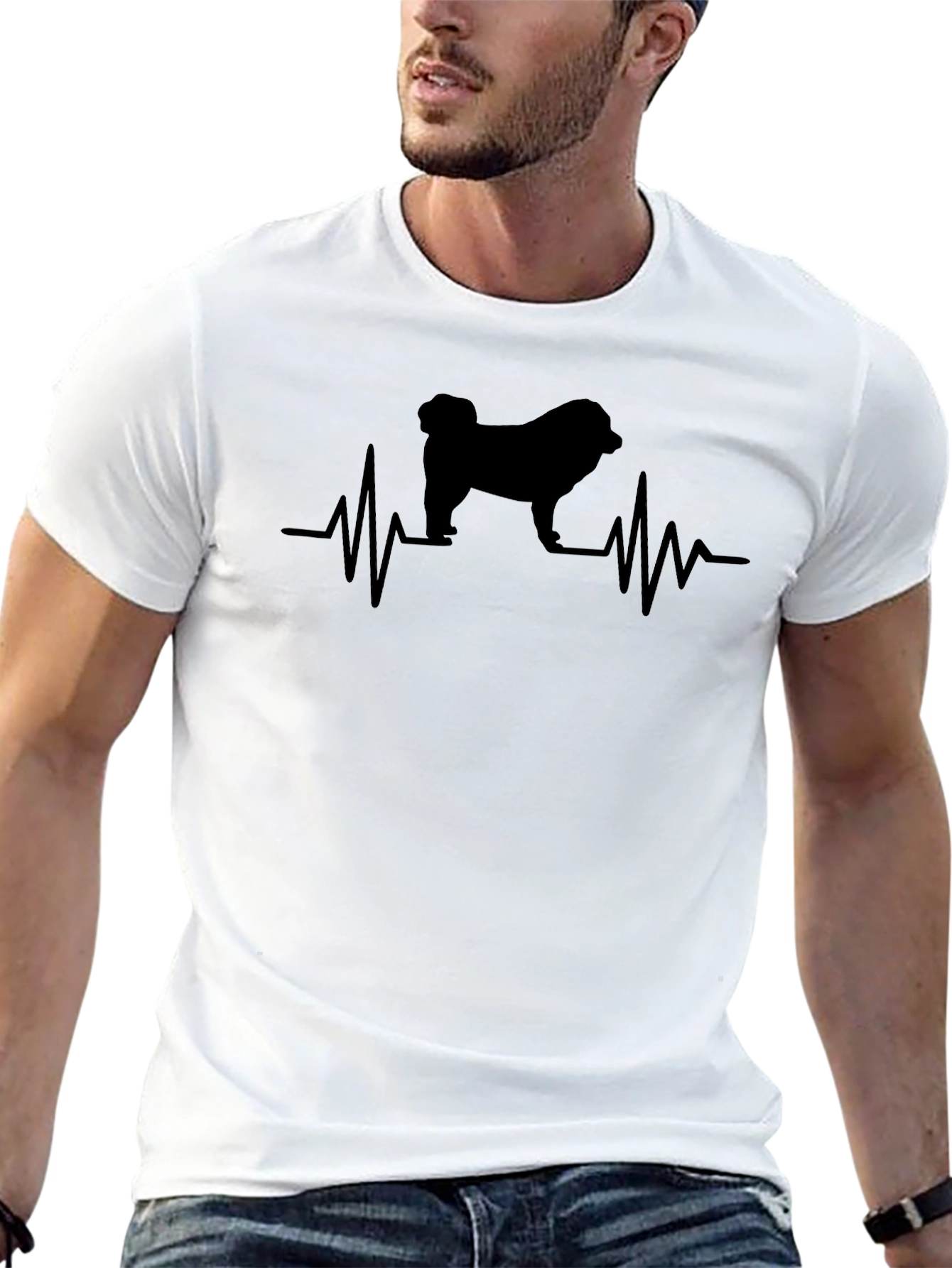 Pug Heartbeat T-Shirt - Black