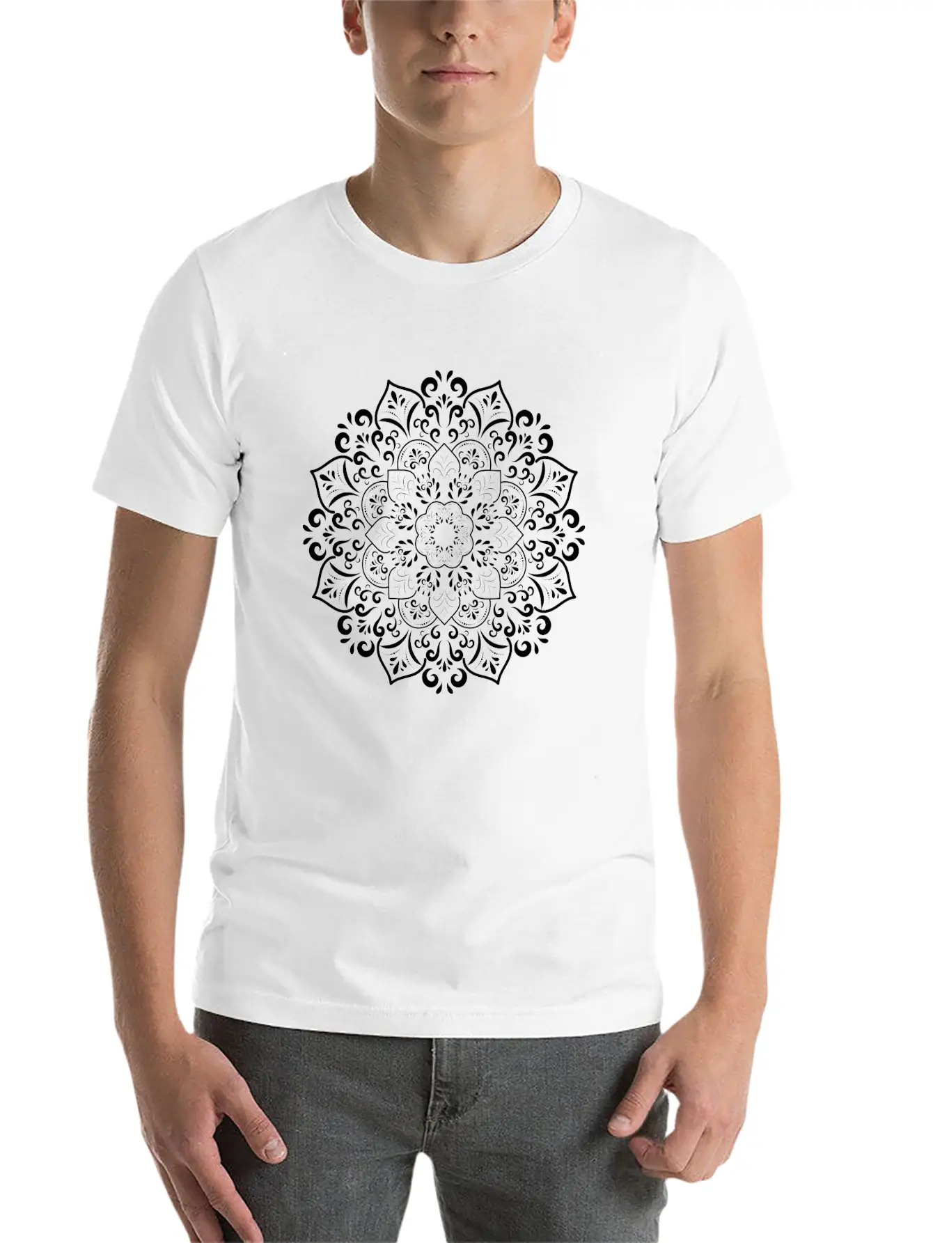 Mandala Meditation Flower Art Unisex Casual T-Shirt – Clean Design For Daily Comfort