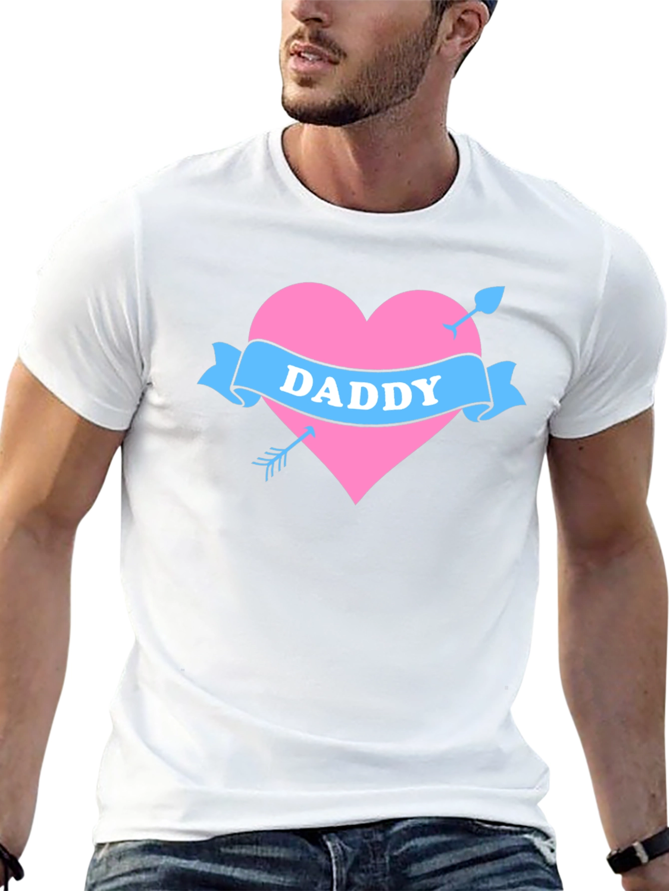 Daddy Heart Arrow Tattoo Style T-Shirt