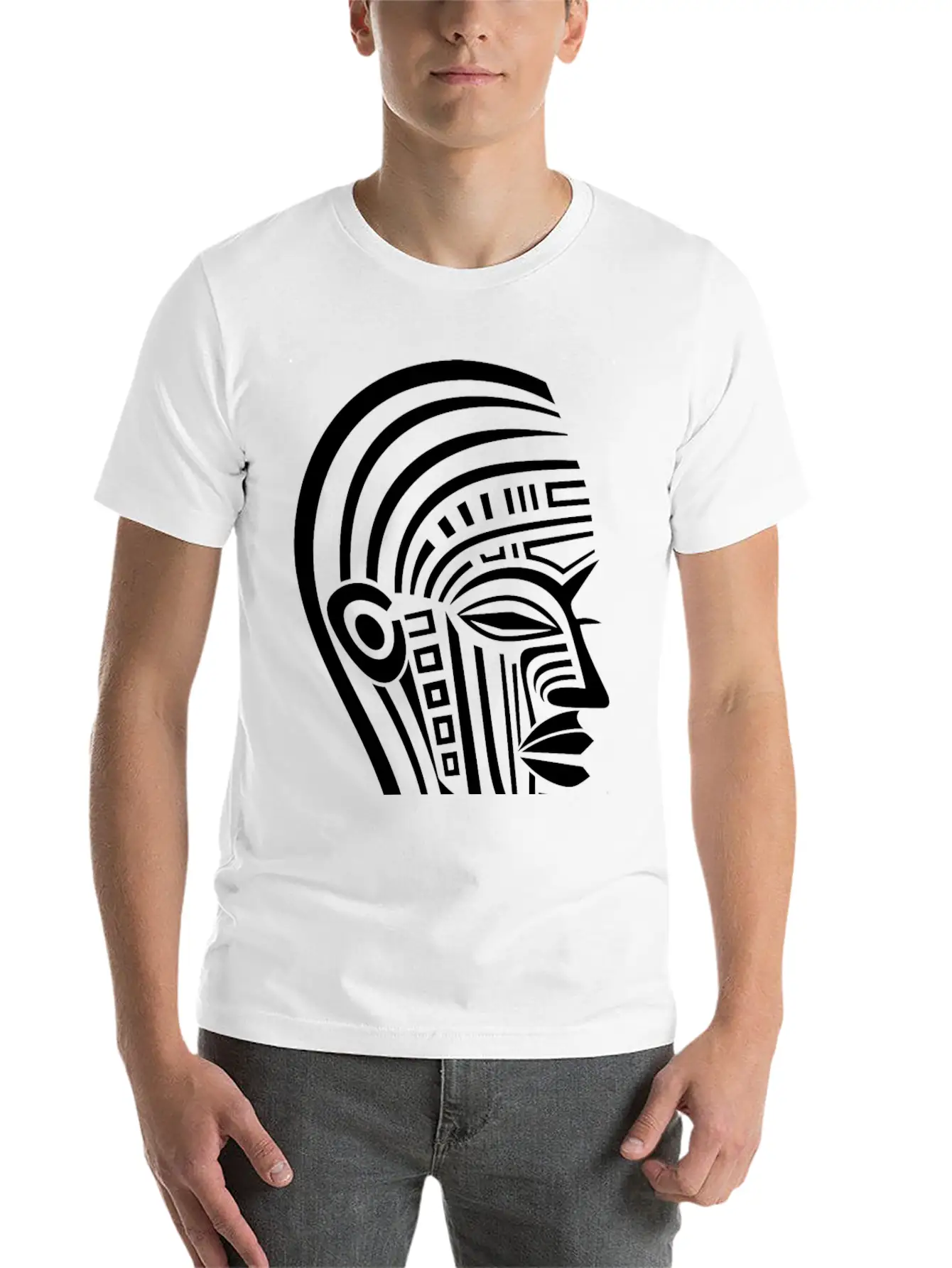 Minimal Tribal Woman Face Unisex Casual T-Shirt – Clean Design For Daily Comfort