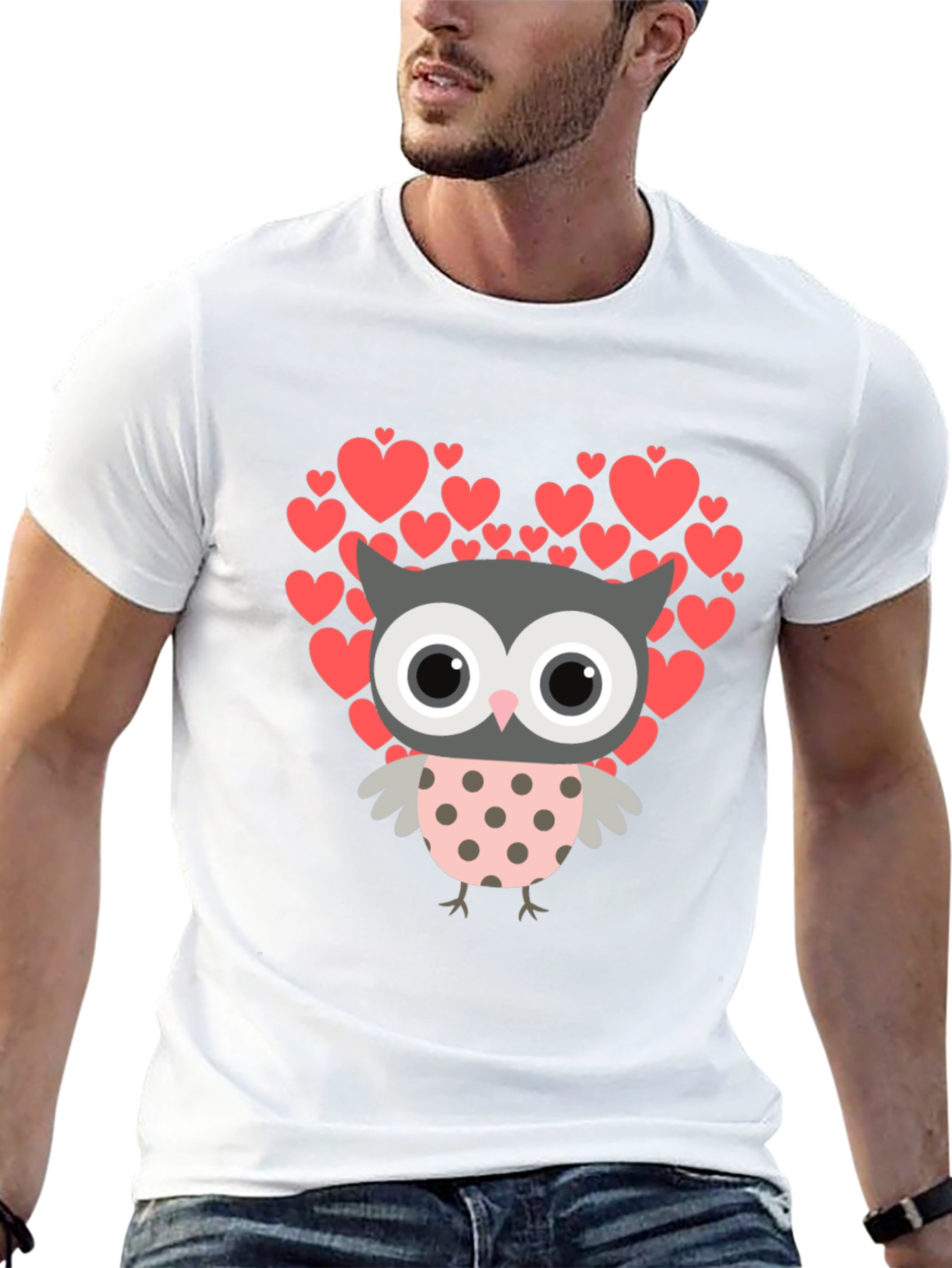 Owl Love Graphic T-Shirt - Heart Design