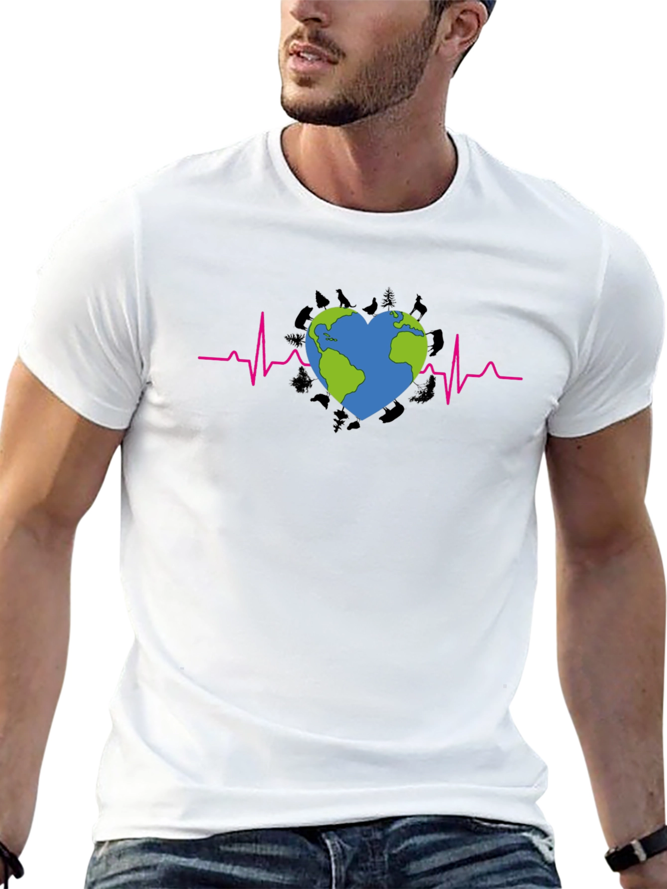 Earth Heartbeat Graphic Tee - Save Our Planet T-Shirt