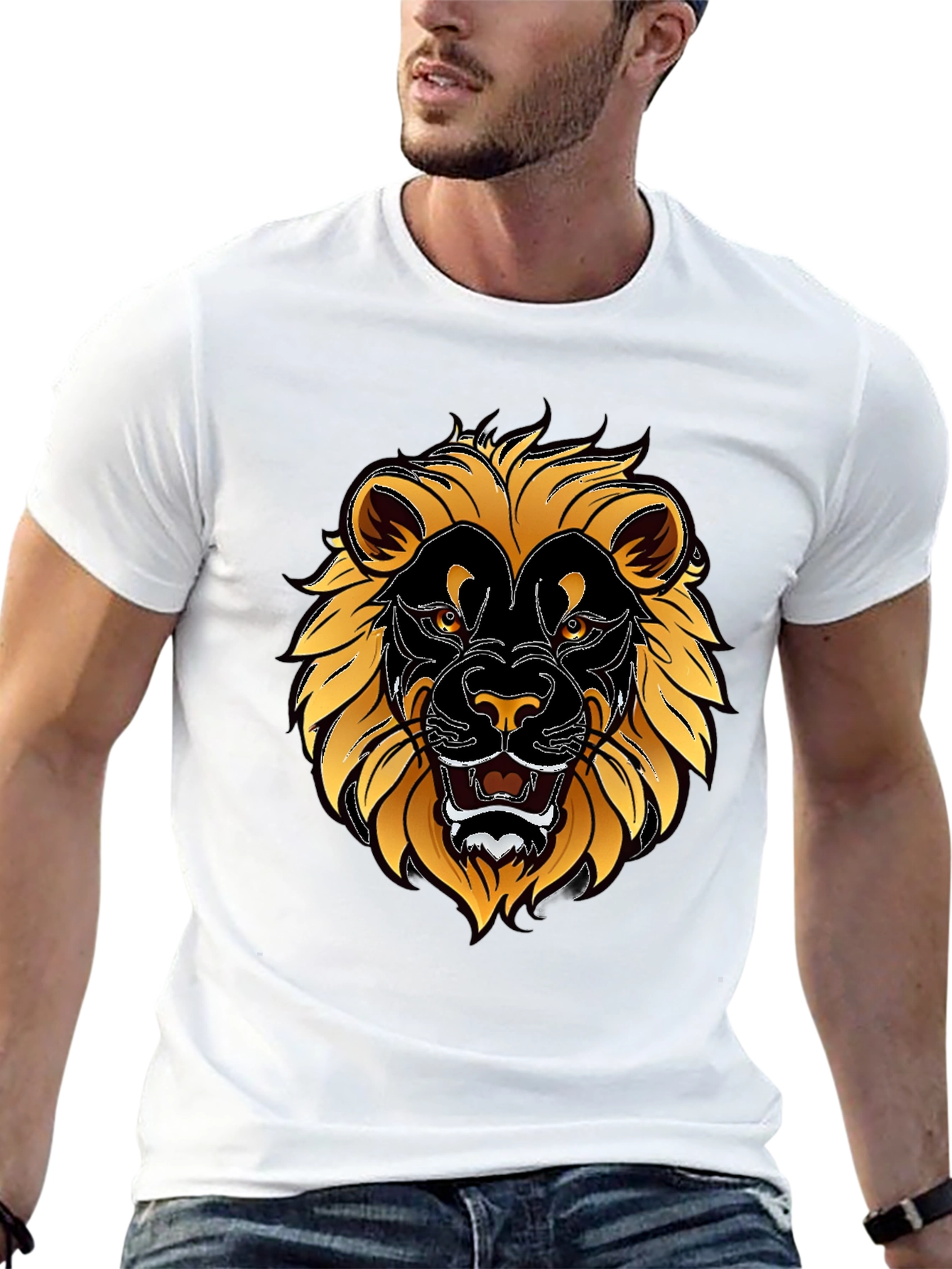 Lion Graphic T-Shirt - Bold Animal Print Tee