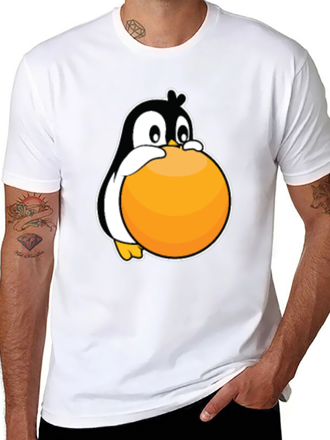 Penguin Hugging Ball Graphic Tee