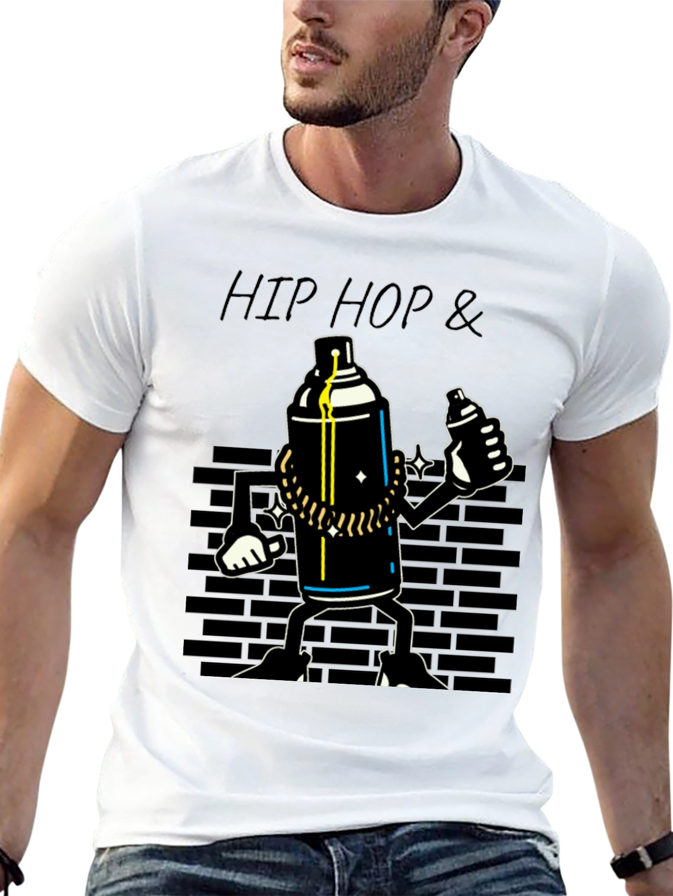 Hip Hop Spray Paint Can Graphic T-Shirt