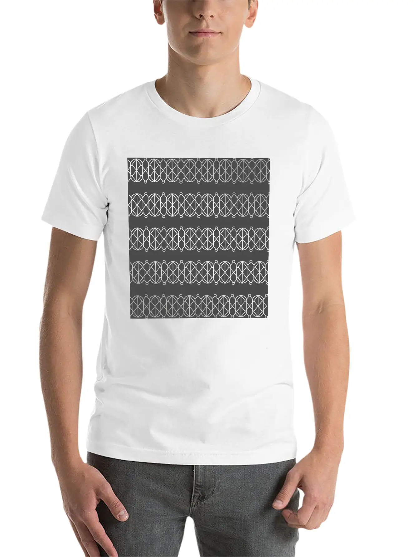 Modern Geometric Pattern With Circles And Lines Unisex Casual T-Shirt – Clean Design For Daily Comfort