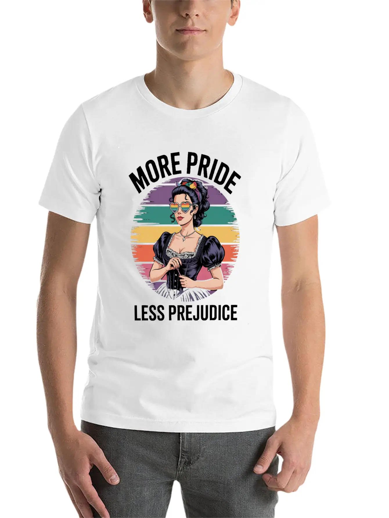 More Pride Less Prejudice LGBTQ Pride Ally Rainbow Unisex Casual T-Shirt – Clean Design For Daily Comfort
