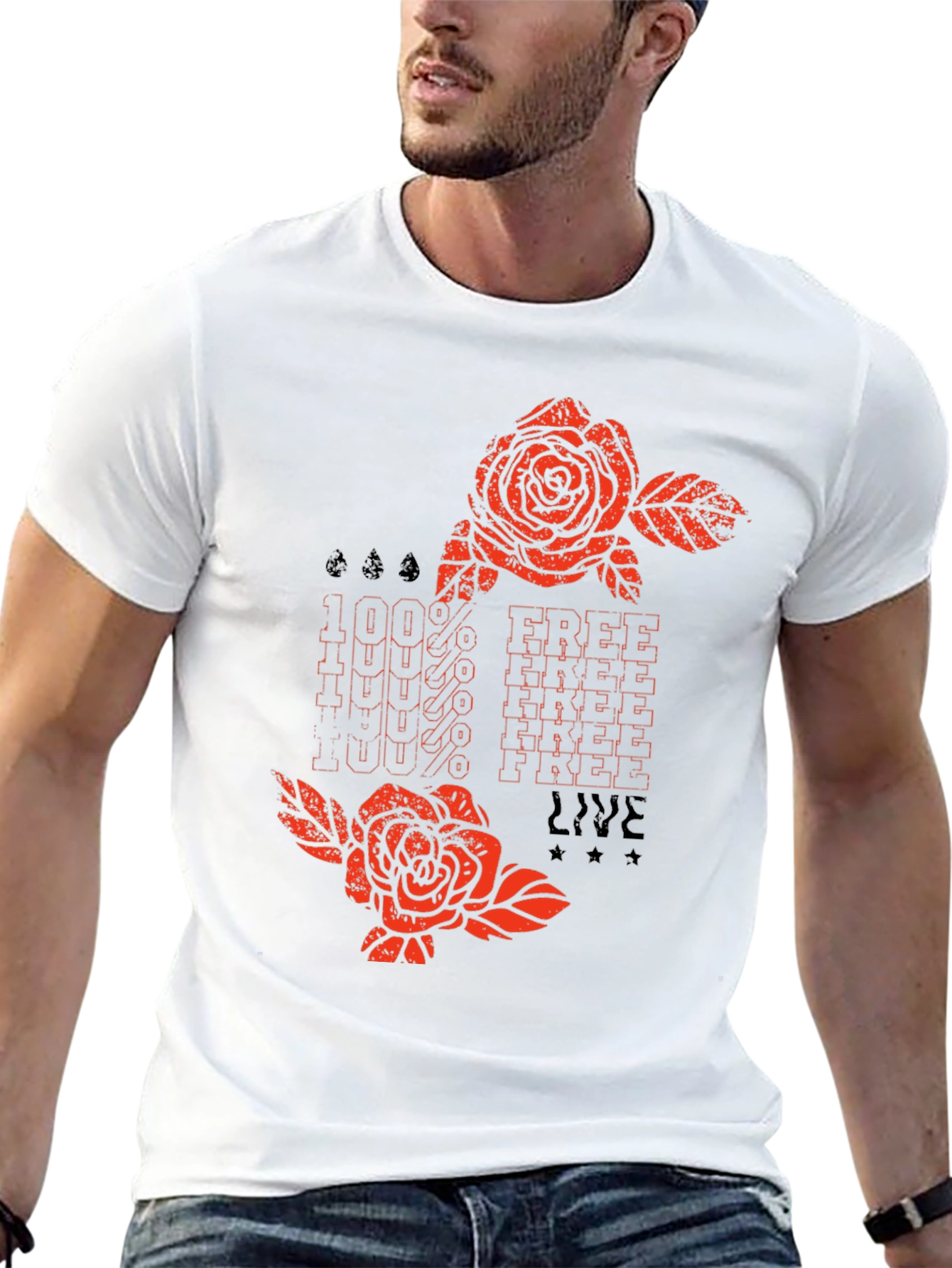 100% Free Graphic Print T-Shirt