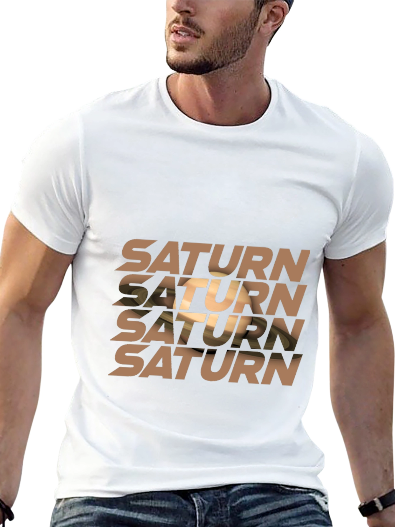 Saturn Graphic Print T-Shirt - Stylish Space Tee