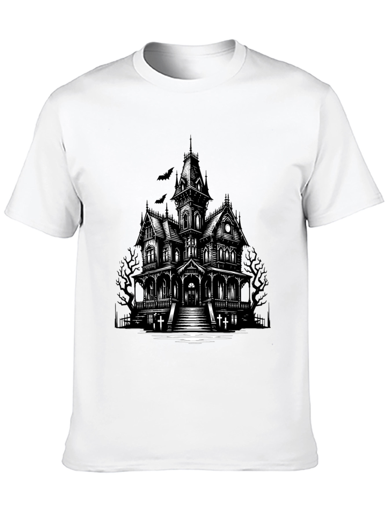Haunted House Graphic Tee - Spooky Halloween Shirt