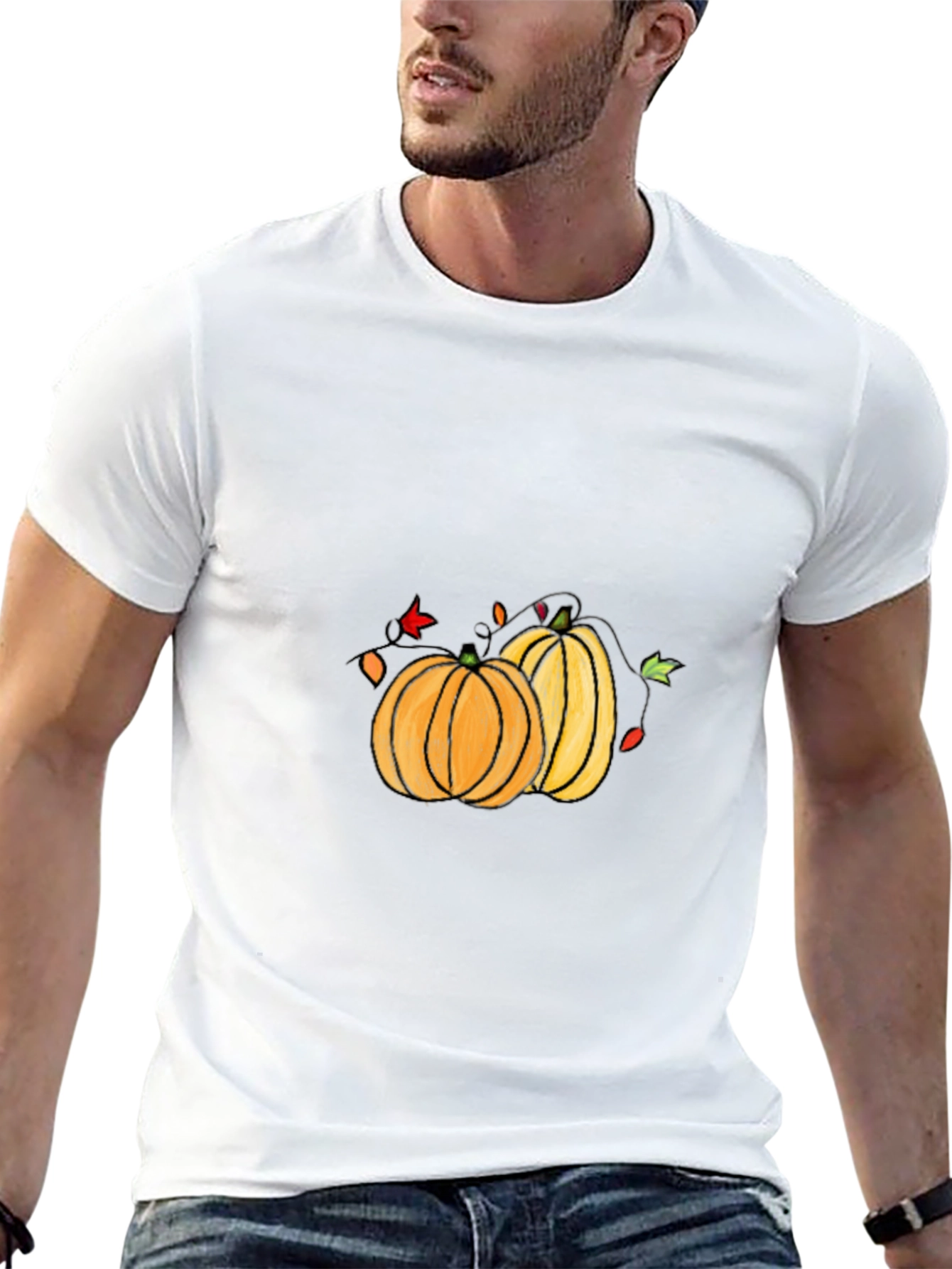 Halloween Pumpkin Graphic Tee - Black
