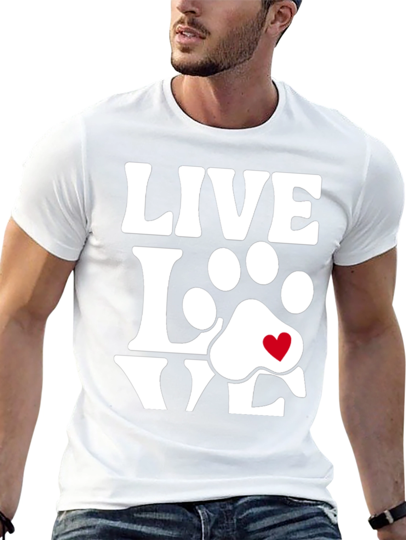 Live Love Dogs Tee - Paw Print Heart T-Shirt