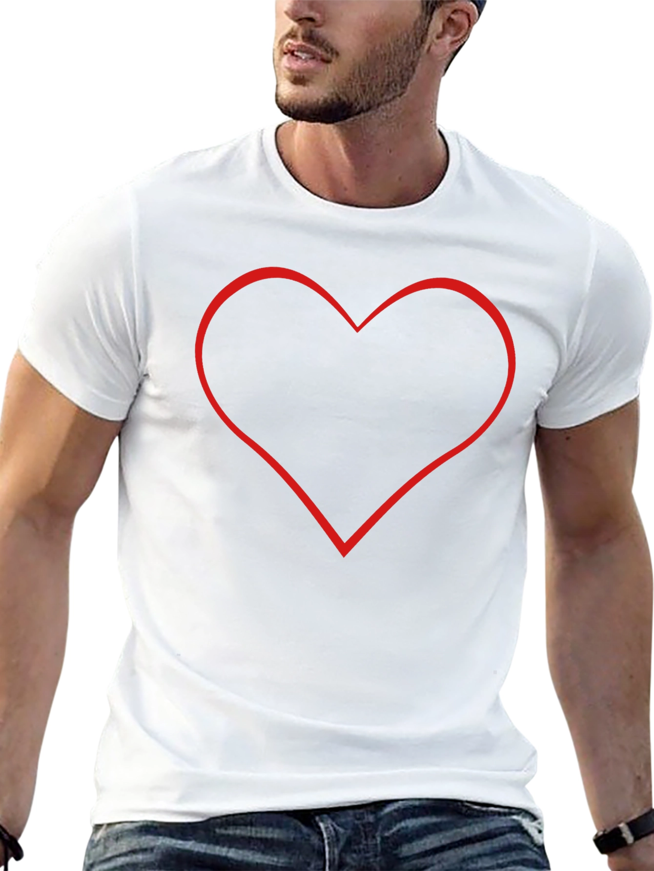 Black T-Shirt with Red Heart Outline