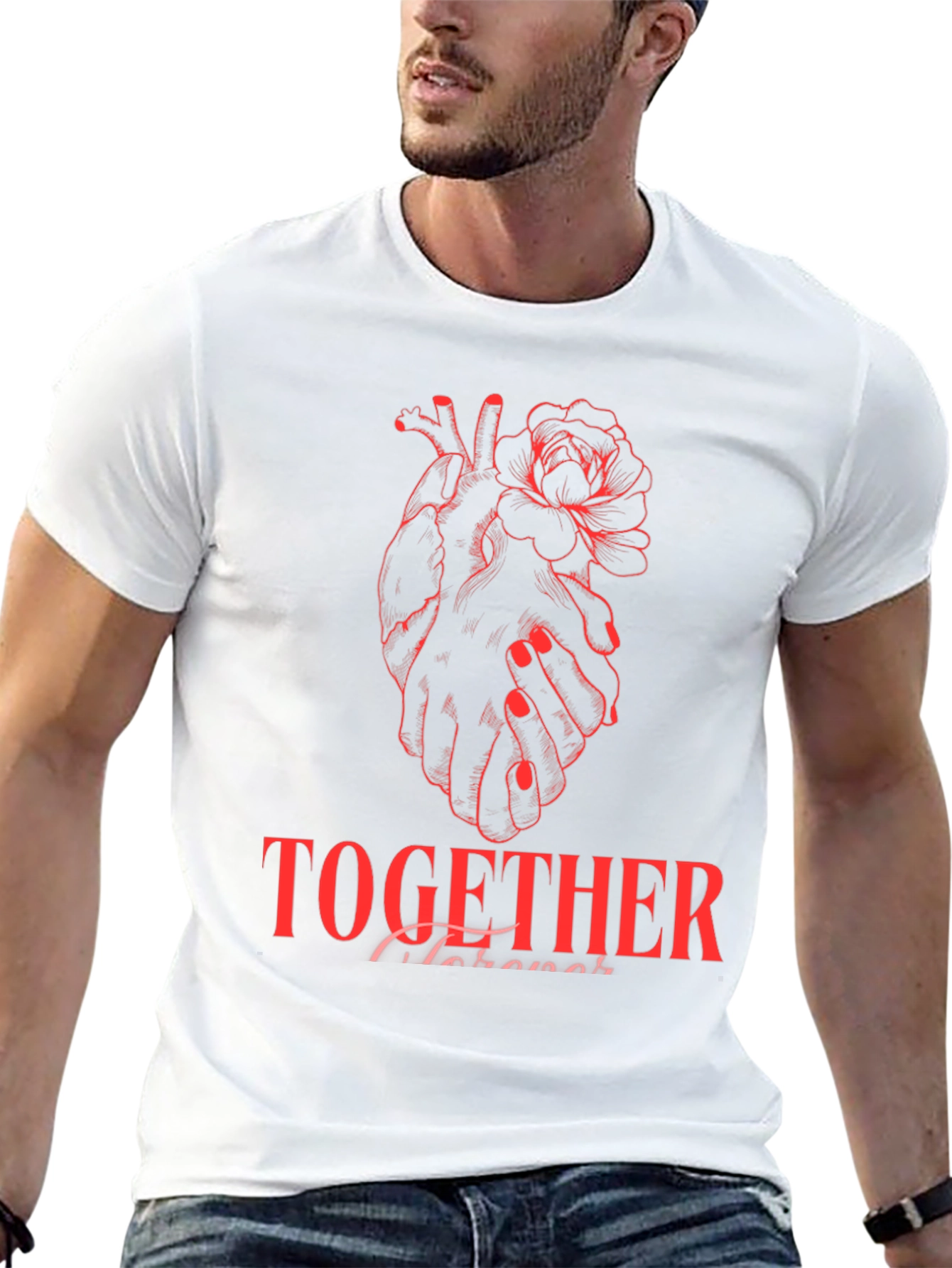Heart & Rose Graphic Tee - Together Forever