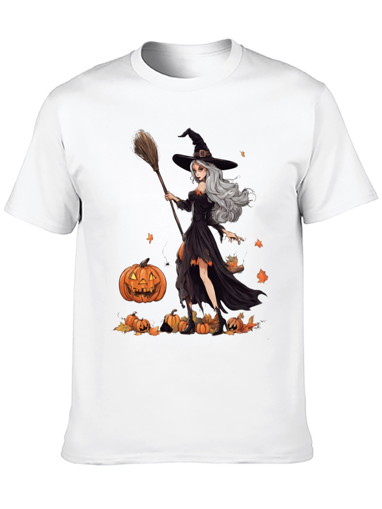 Witch & Pumpkins Graphic Tee - Halloween Apparel