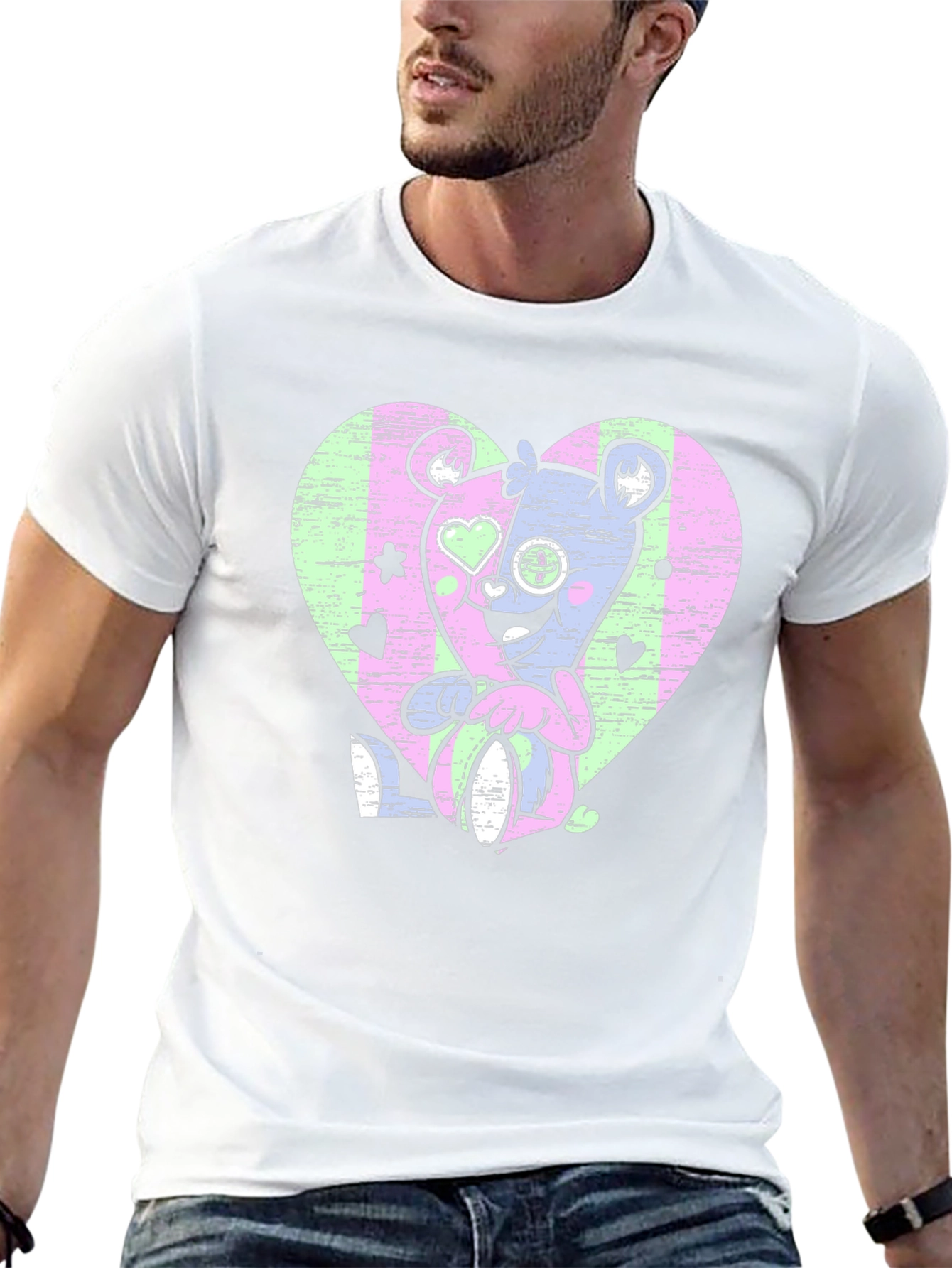 Gothic Teddy Bear Heart T-Shirt