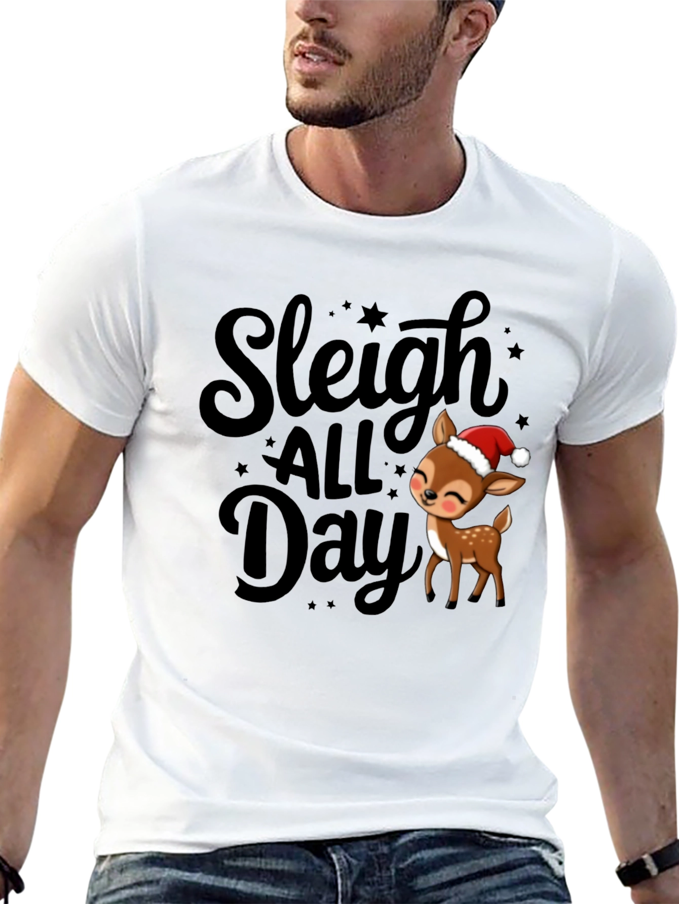 Sleigh All Day Deer Christmas T-Shirt