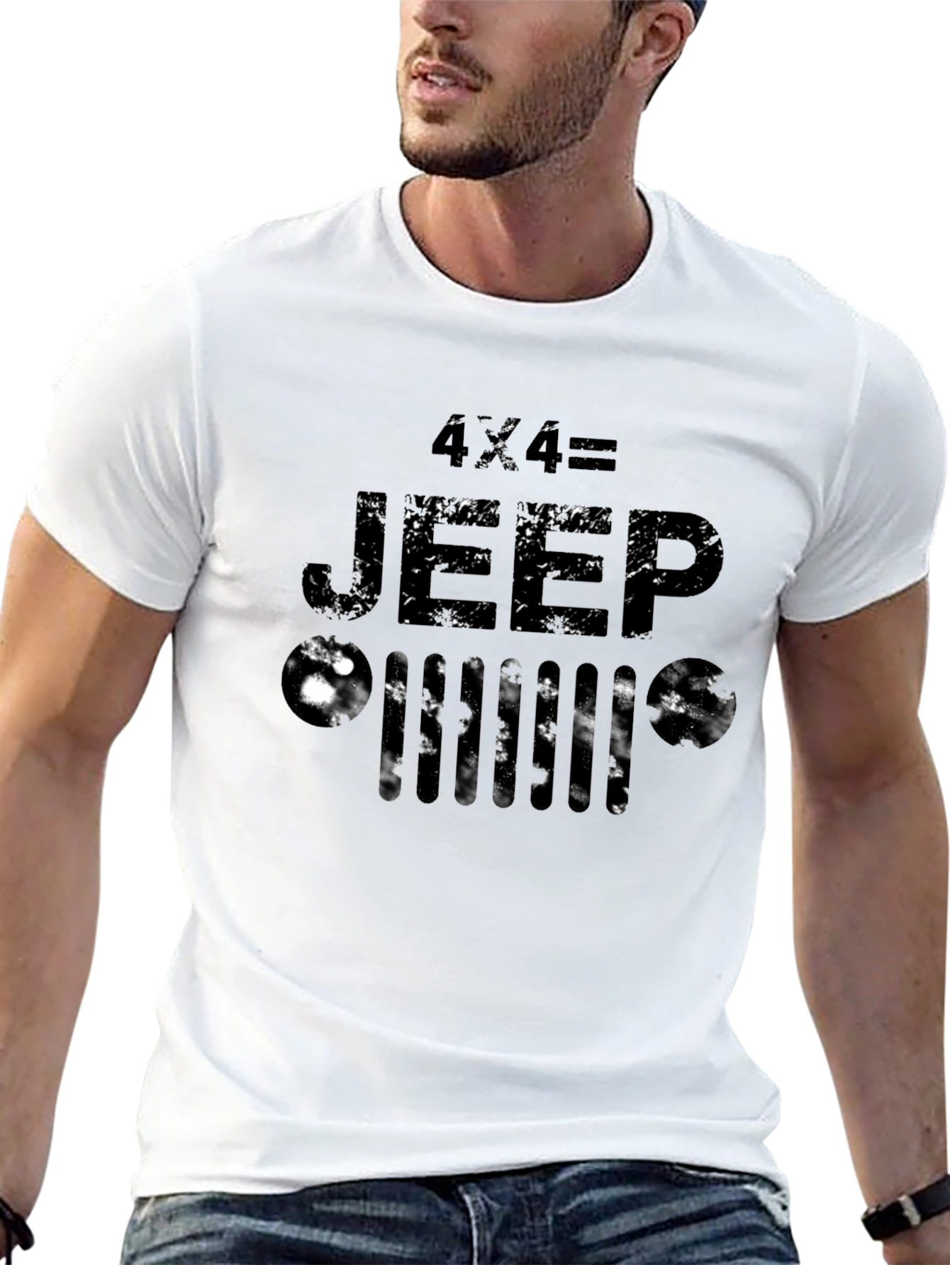 4x4 Jeep Distressed Graphic Tee - Black