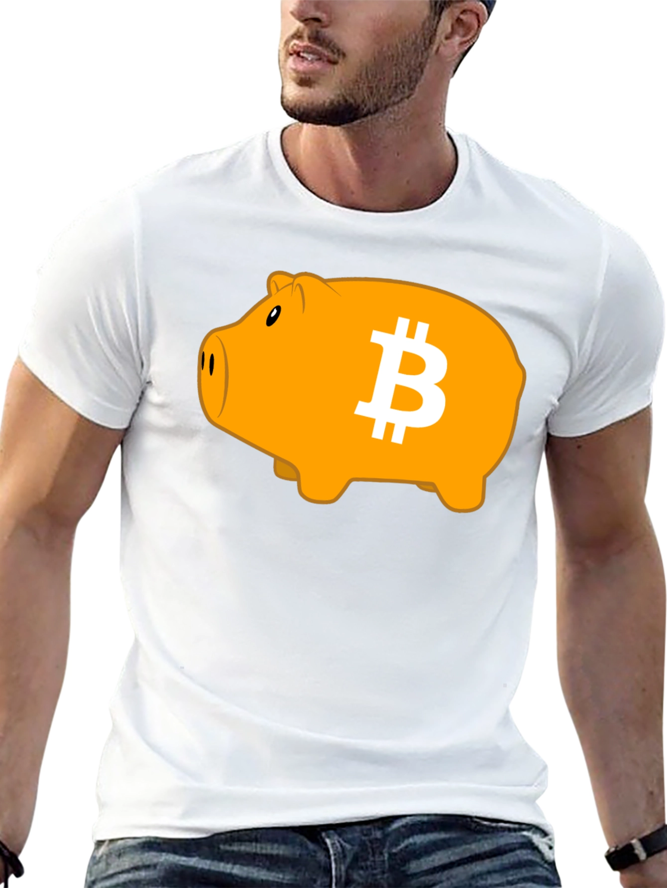 Bitcoin Piggy Bank Black T-Shirt - Crypto Currency Tee