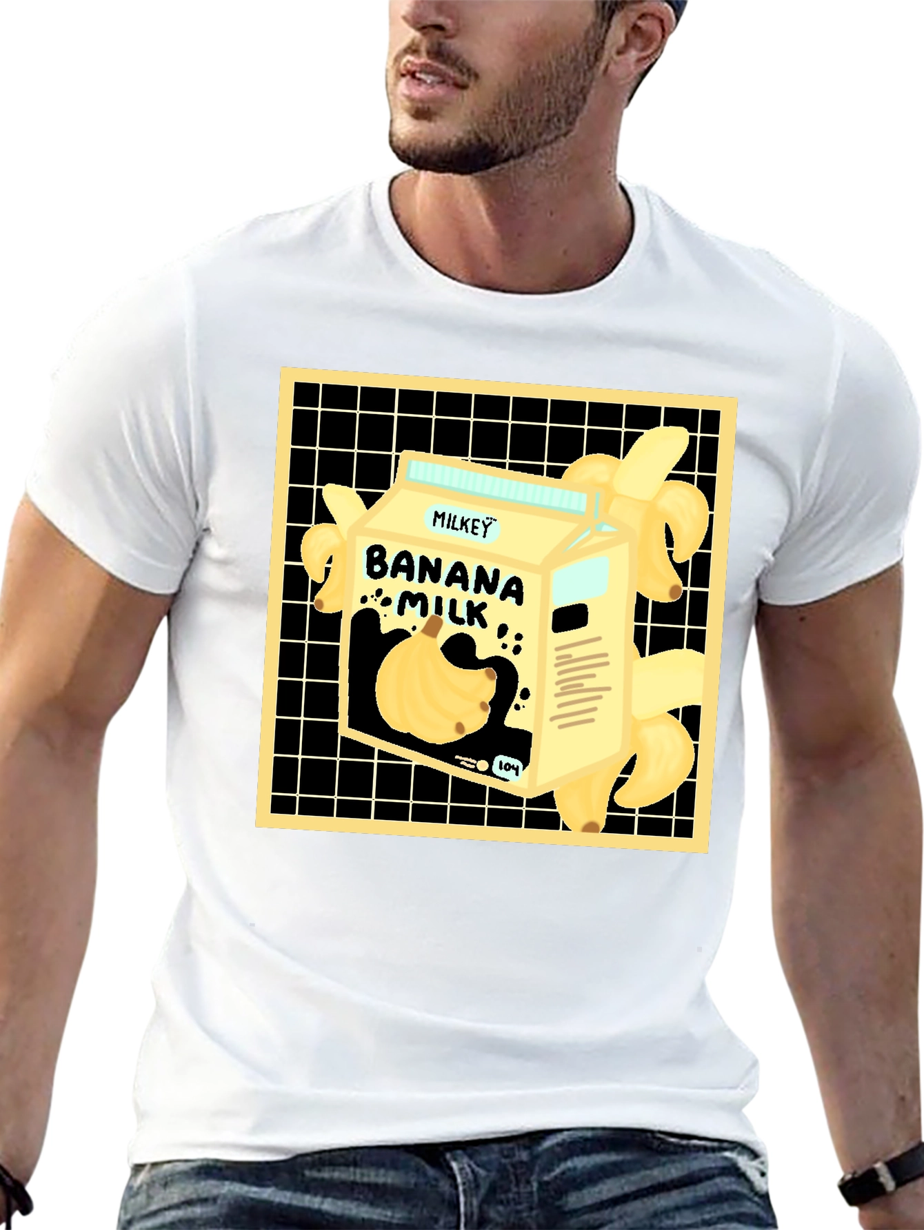 Banana Milk Graphic Tee - Unique Cartoon Design