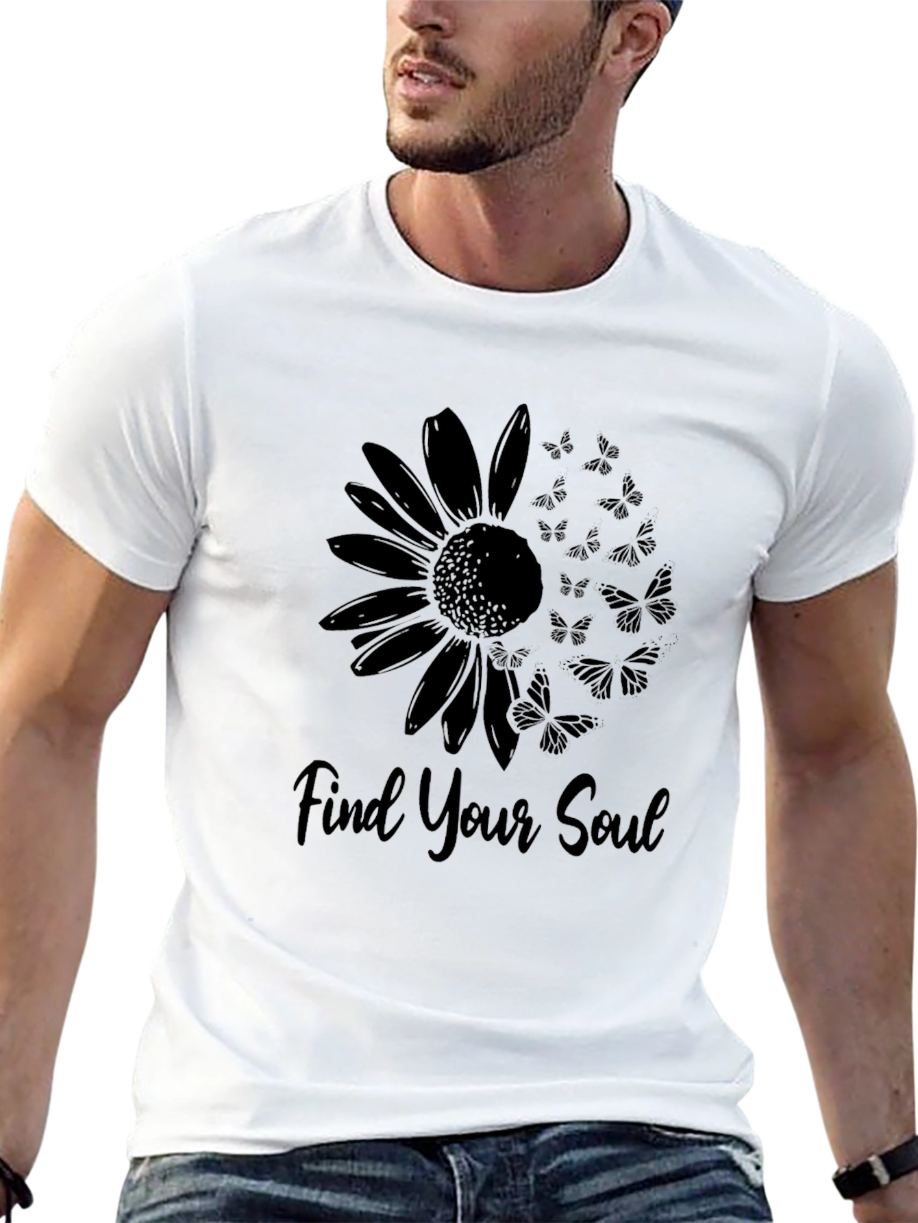 Find Your Soul Sunflower Butterfly Graphic Tee