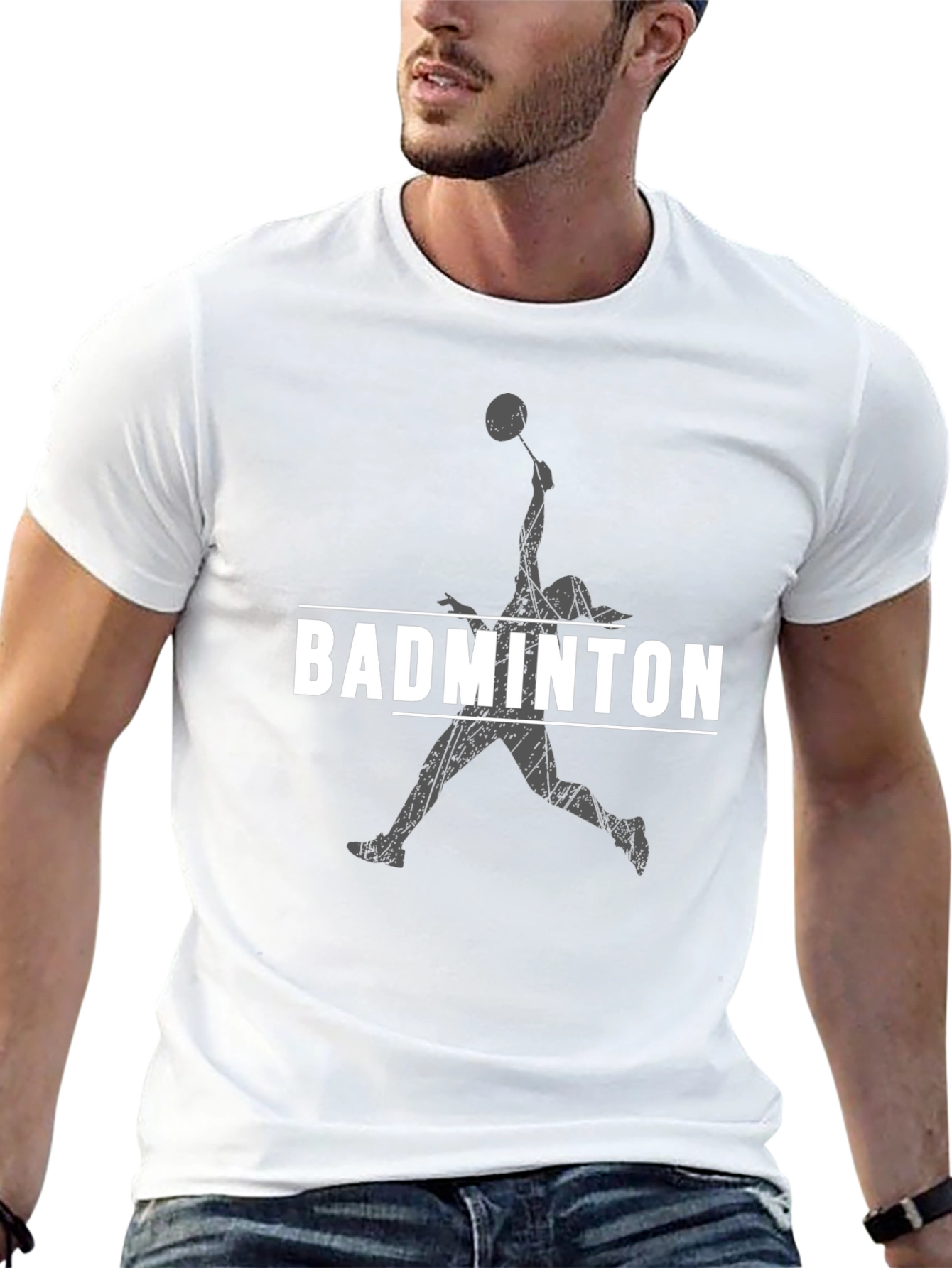 Badminton Player Graphic Tee - Sporty Black T-Shirt