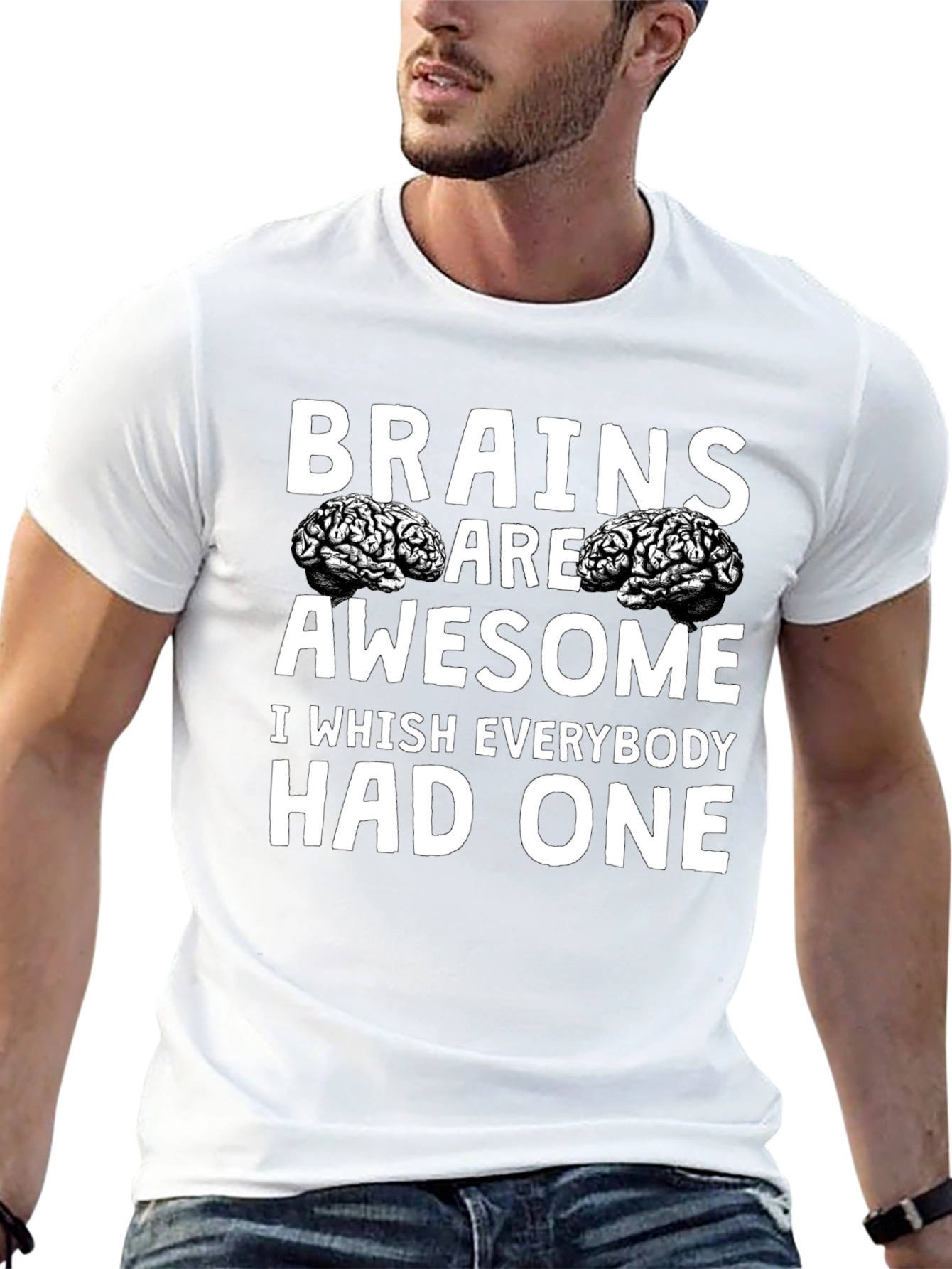 Brains Are Awesome Graphic Tee - Unisex Black T-Shirt