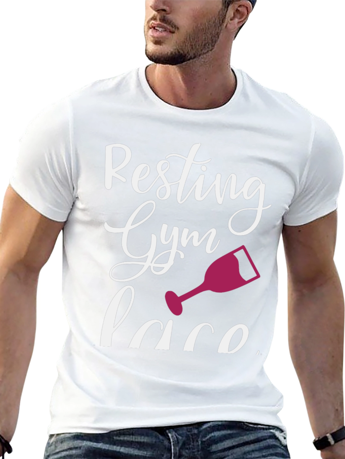Resting Gym Face Wine Glass Graphic T-Shirt
