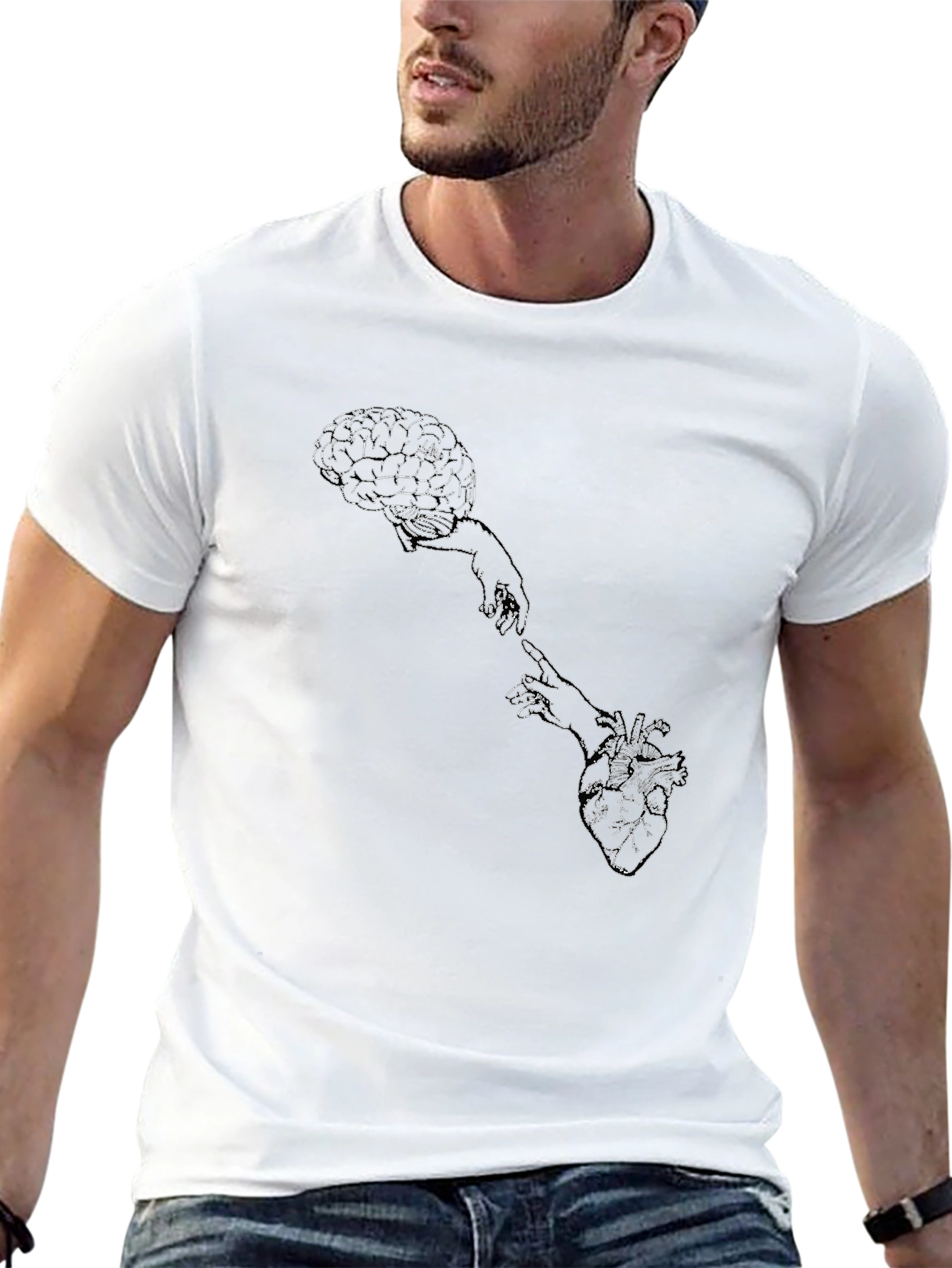 Brain & Heart Connection T-Shirt - Black Cotton