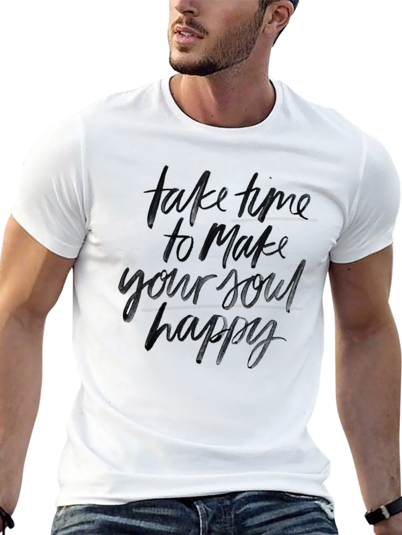 Inspirational Black T-Shirt - Make Your Soul Happy