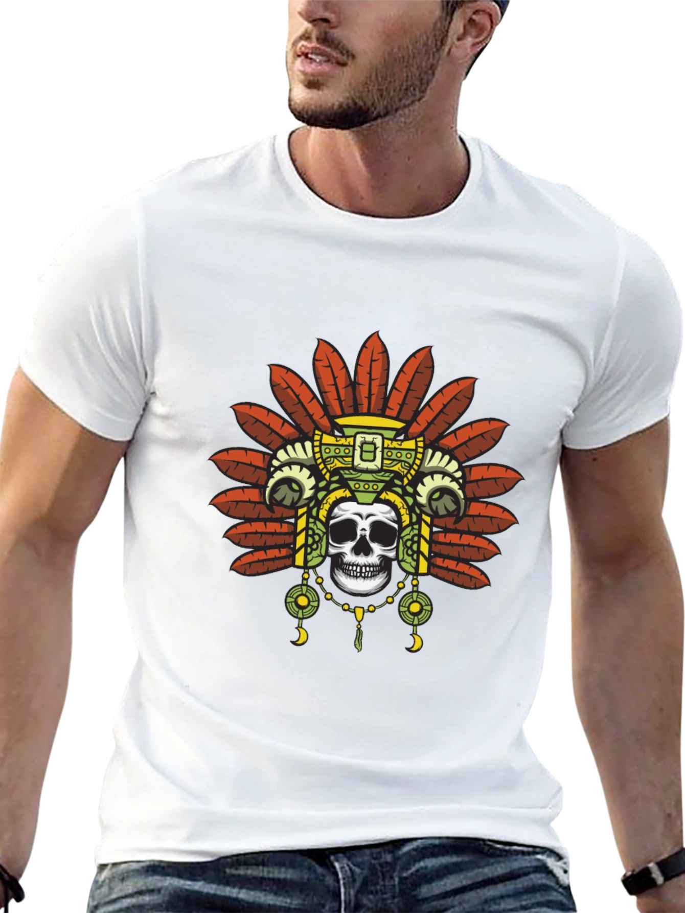 Skull Headdress Graphic Tee - Black T-Shirt
