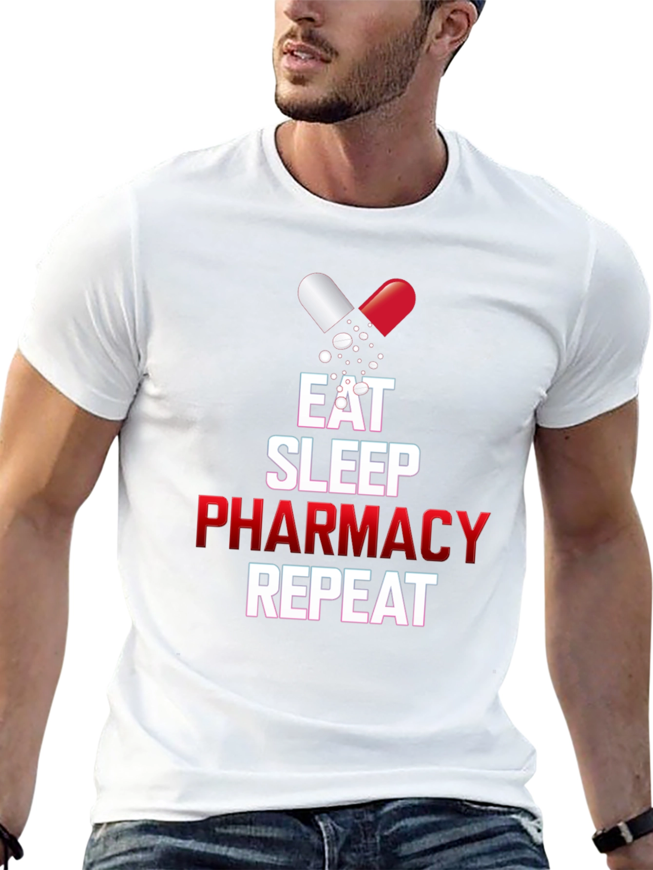 Eat Sleep Pharmacy Repeat Graphic T-Shirt